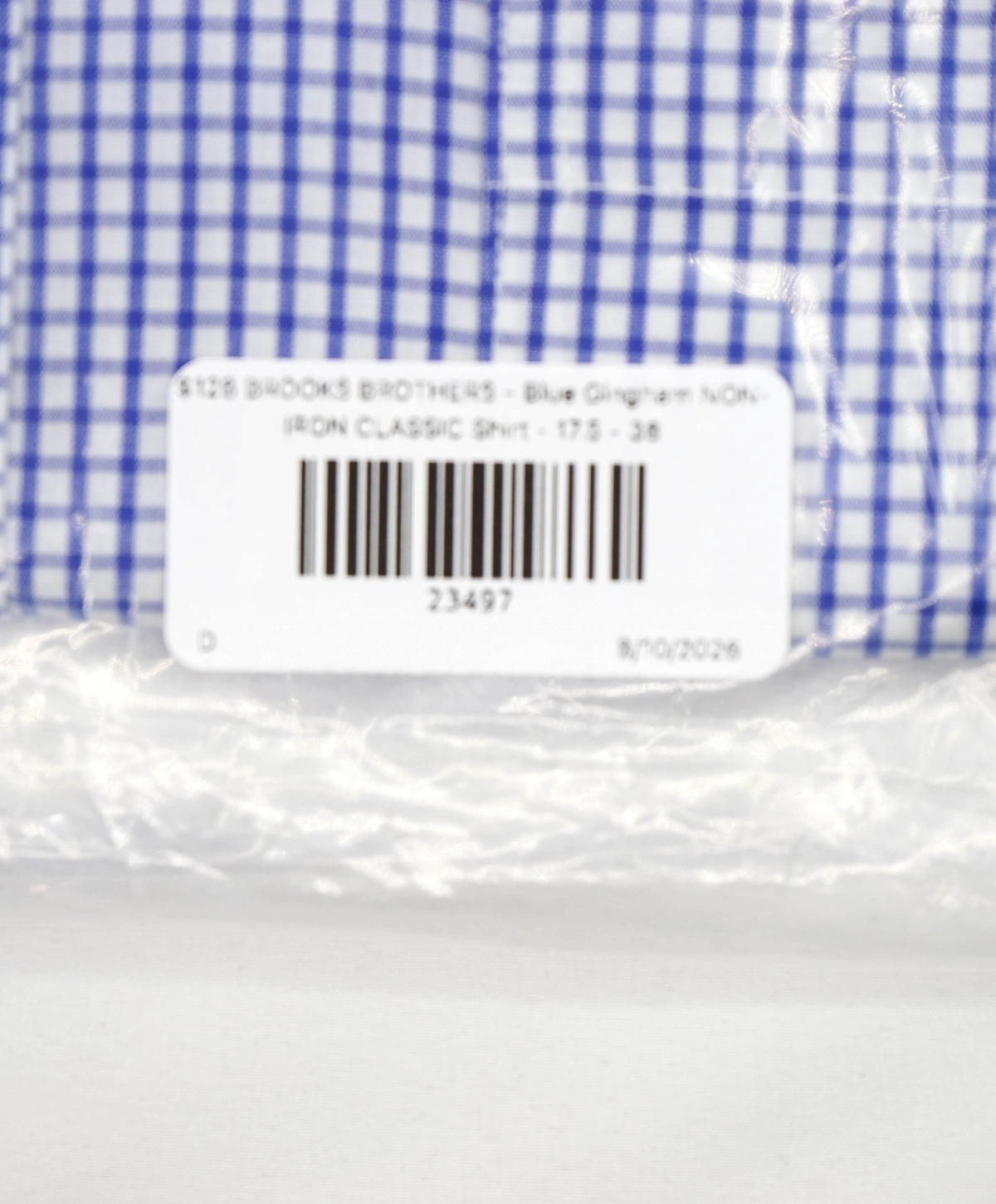 $128 BROOKS BROTHERS - Blue Gingham NON-IRON CLASSIC Shirt - 17.5 - 38
