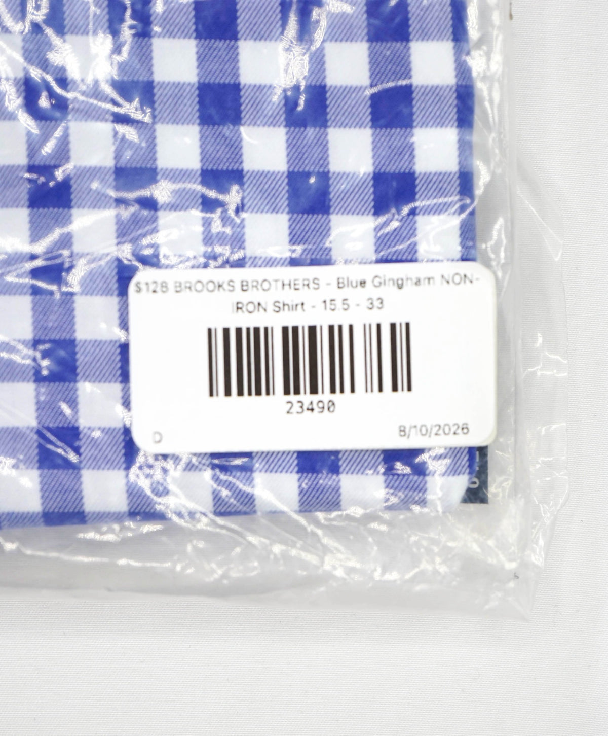 $128 BROOKS BROTHERS - Blue Gingham NON-IRON Shirt - 15.5 - 33