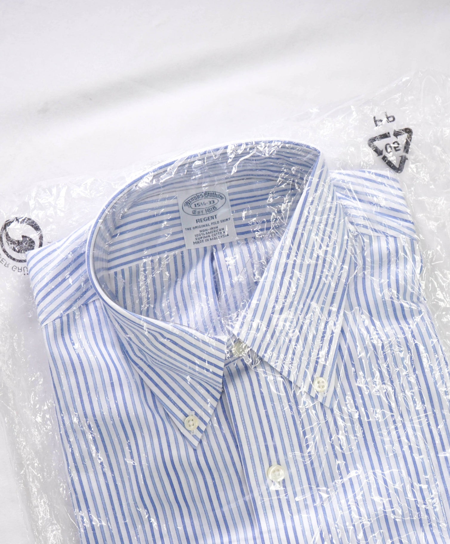 $128 BROOKS BROTHERS - Blue Stripe NON-IRON REGENT Shirt - 15.5 - 33