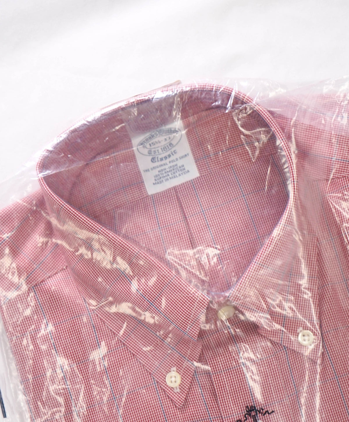 $128 BROOKS BROTHERS - Red Check NON-IRON CLASSIC Shirt - 15.5 / 33