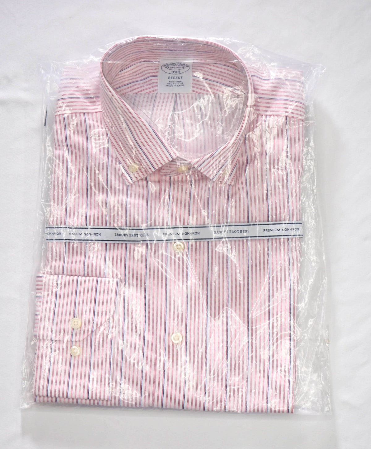 $128 BROOKS BROTHERS - Pink Stripe PREMIUM NON-IRON REGENT Shirt - 15.5 - 34/35