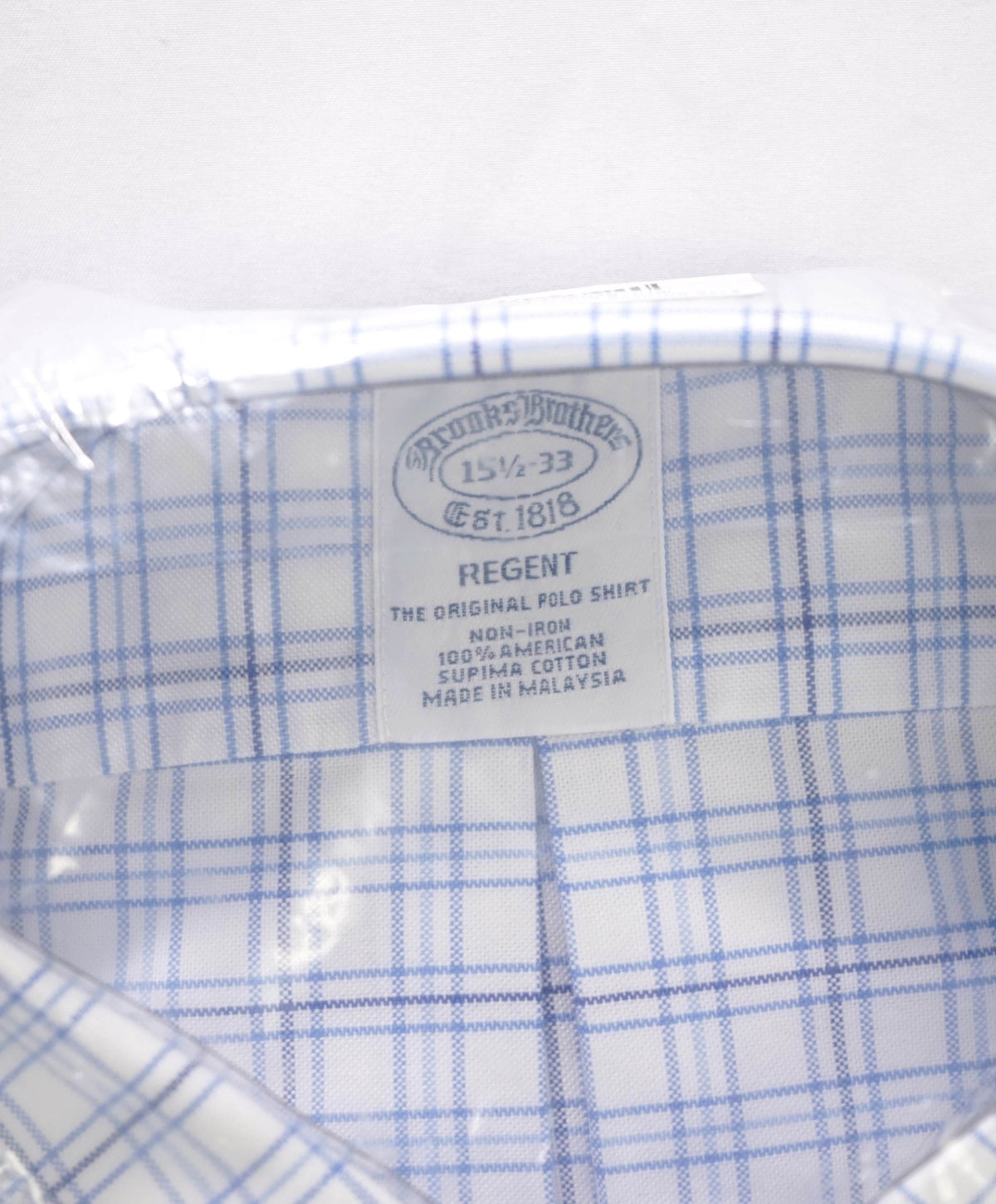$128 BROOKS BROTHERS - Blue Plaid NON-IRON REGENT Shirt - 15.5 / 33
