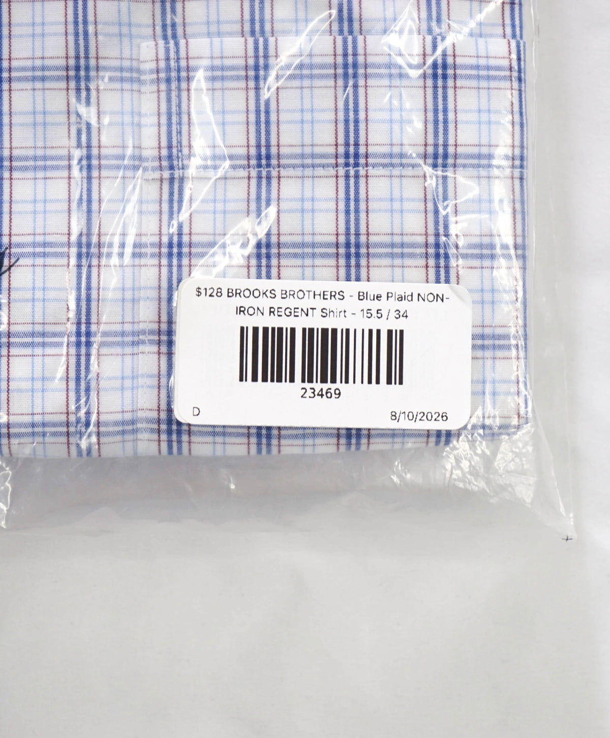 $128 BROOKS BROTHERS - Blue Plaid NON-IRON REGENT Shirt - 15.5 / 34