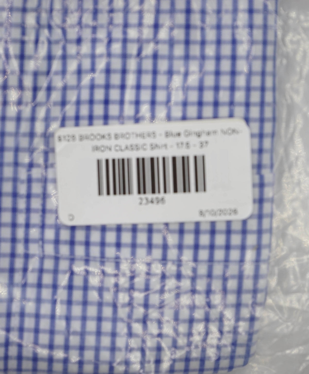 $128 BROOKS BROTHERS - Blue Gingham NON-IRON CLASSIC Shirt - 17.5 - 37