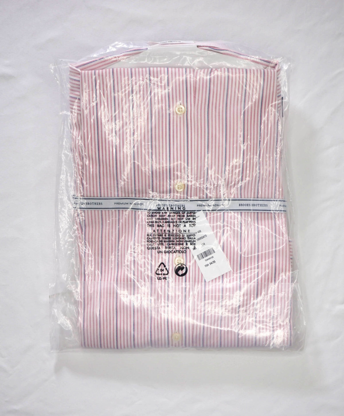 $128 BROOKS BROTHERS - Pink Stripe PREMIUM NON-IRON REGENT Shirt - 15.5 - 34/35