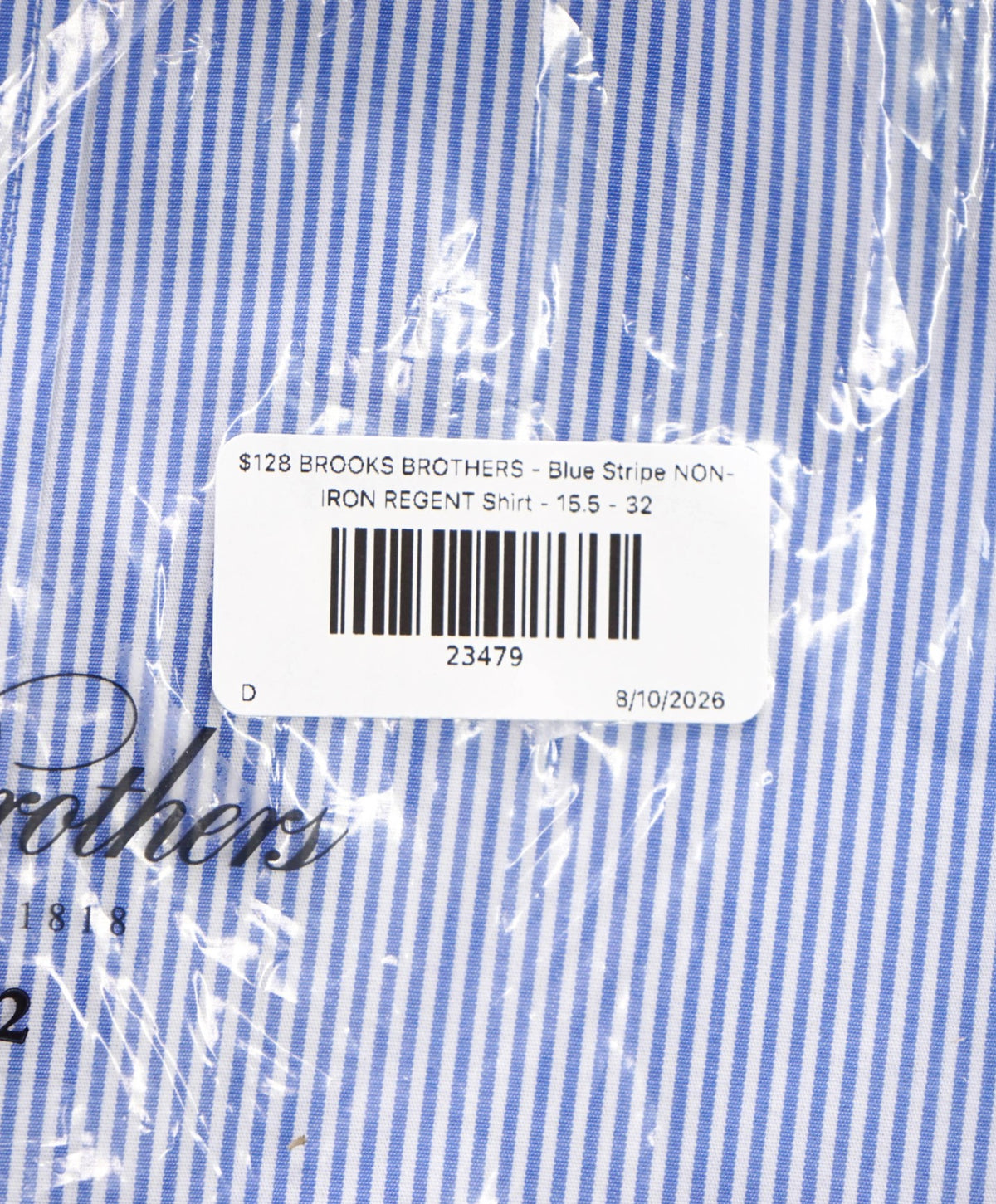 $128 BROOKS BROTHERS - Blue Stripe NON-IRON REGENT Shirt - 15.5 - 32