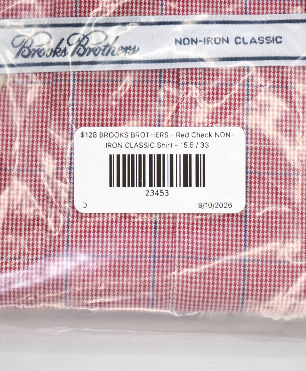 $128 BROOKS BROTHERS - Red Check NON-IRON CLASSIC Shirt - 15.5 / 33