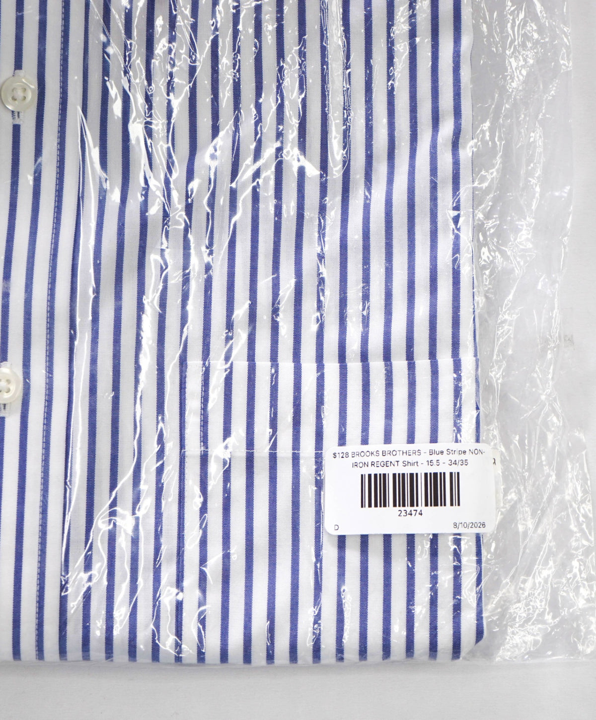 $128 BROOKS BROTHERS - Blue Stripe NON-IRON REGENT Shirt - 15.5 - 34/35