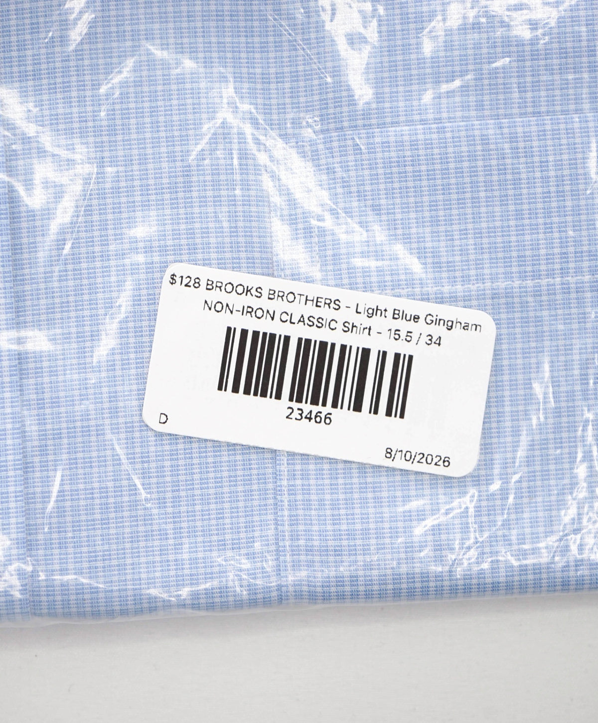 $128 BROOKS BROTHERS - Light Blue Gingham NON-IRON CLASSIC Shirt - 15.5 / 34
