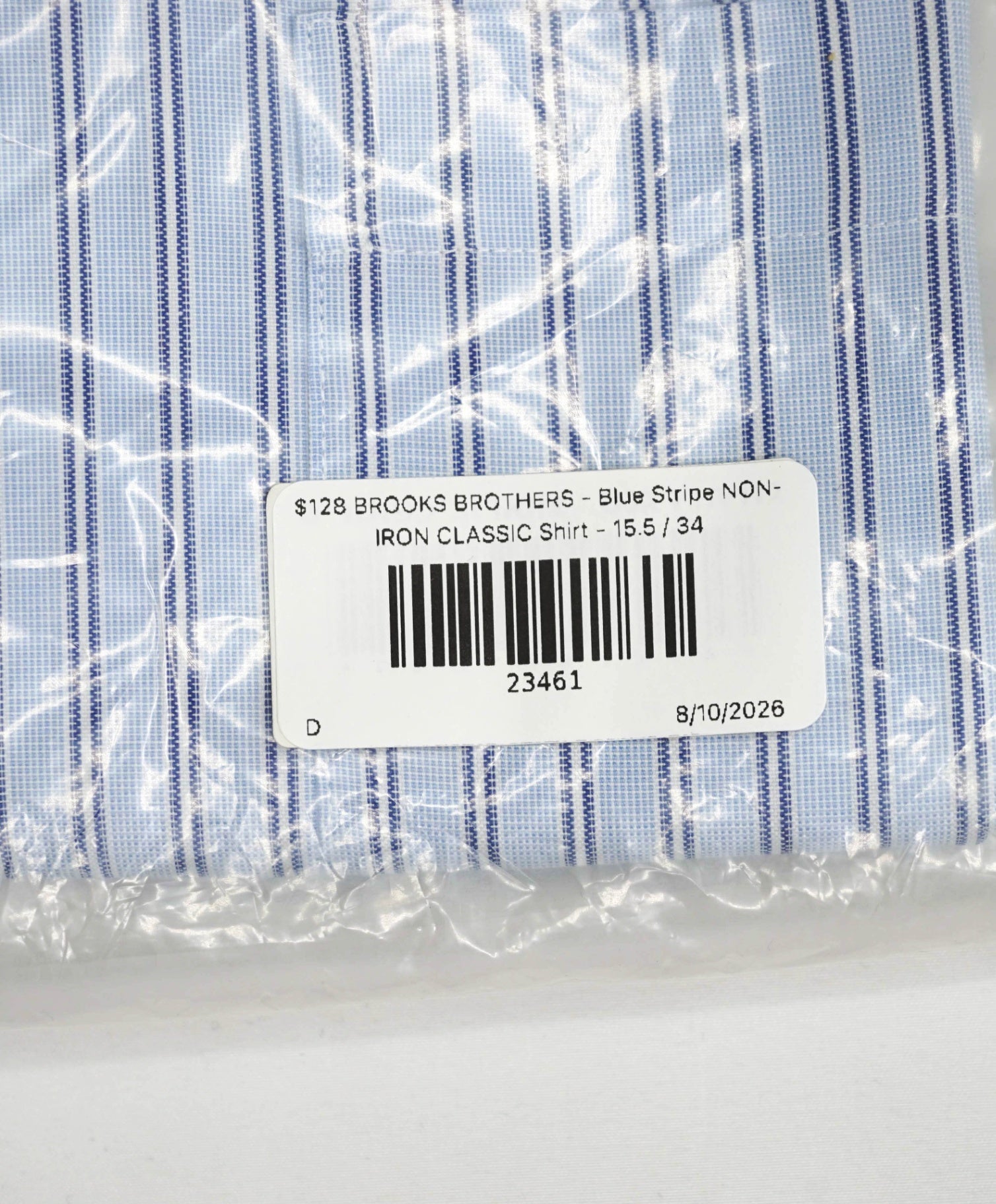 $128 BROOKS BROTHERS - Blue Stripe NON-IRON CLASSIC Shirt - 15.5 / 34