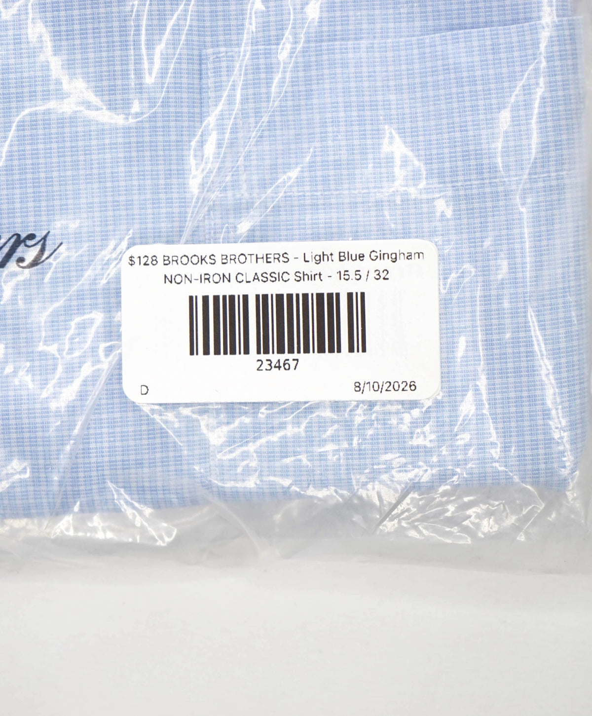 $128 BROOKS BROTHERS - Light Blue Gingham NON-IRON CLASSIC Shirt - 15.5 / 32