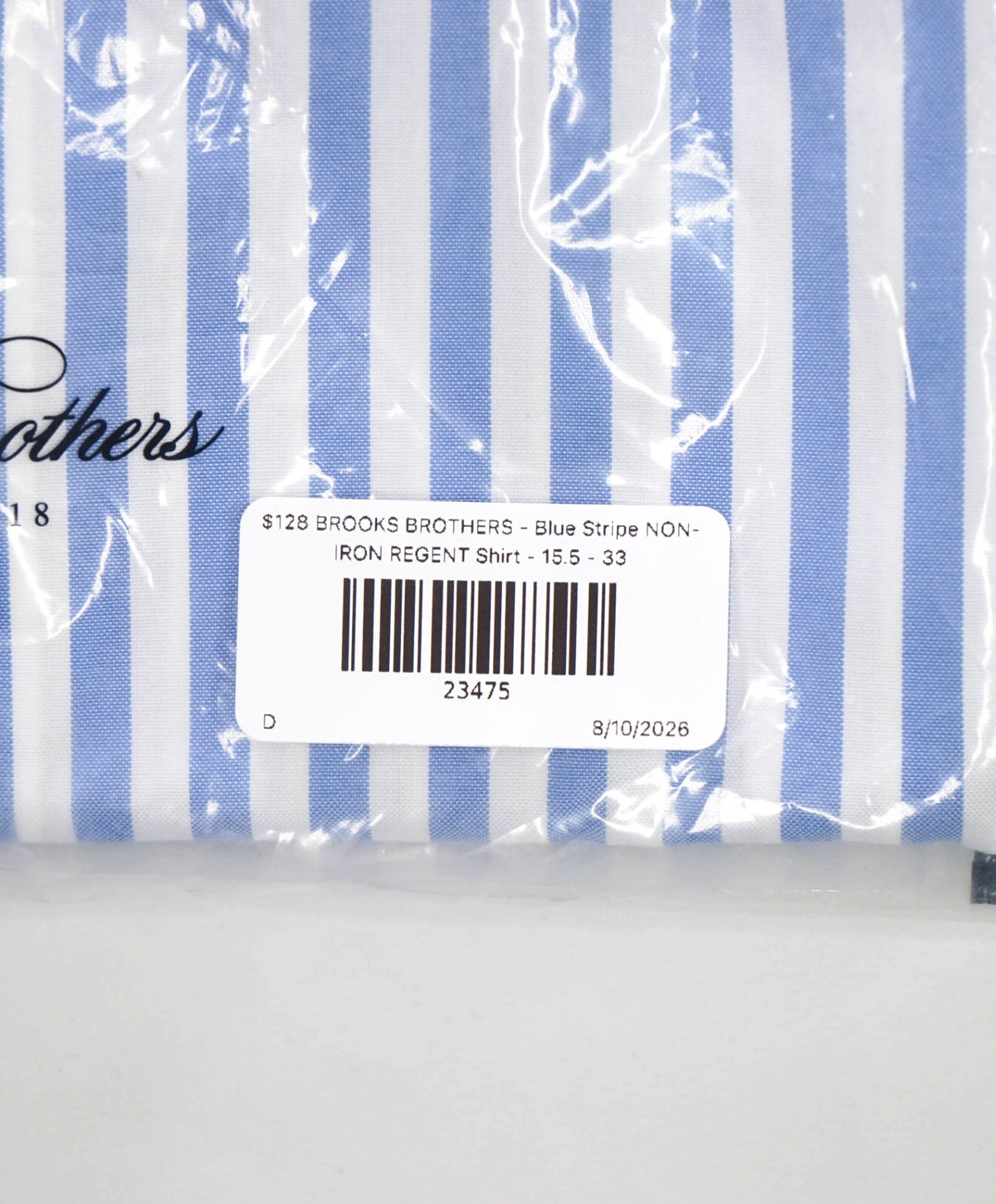 $128 BROOKS BROTHERS - Blue Stripe NON-IRON REGENT Shirt - 15.5 - 33