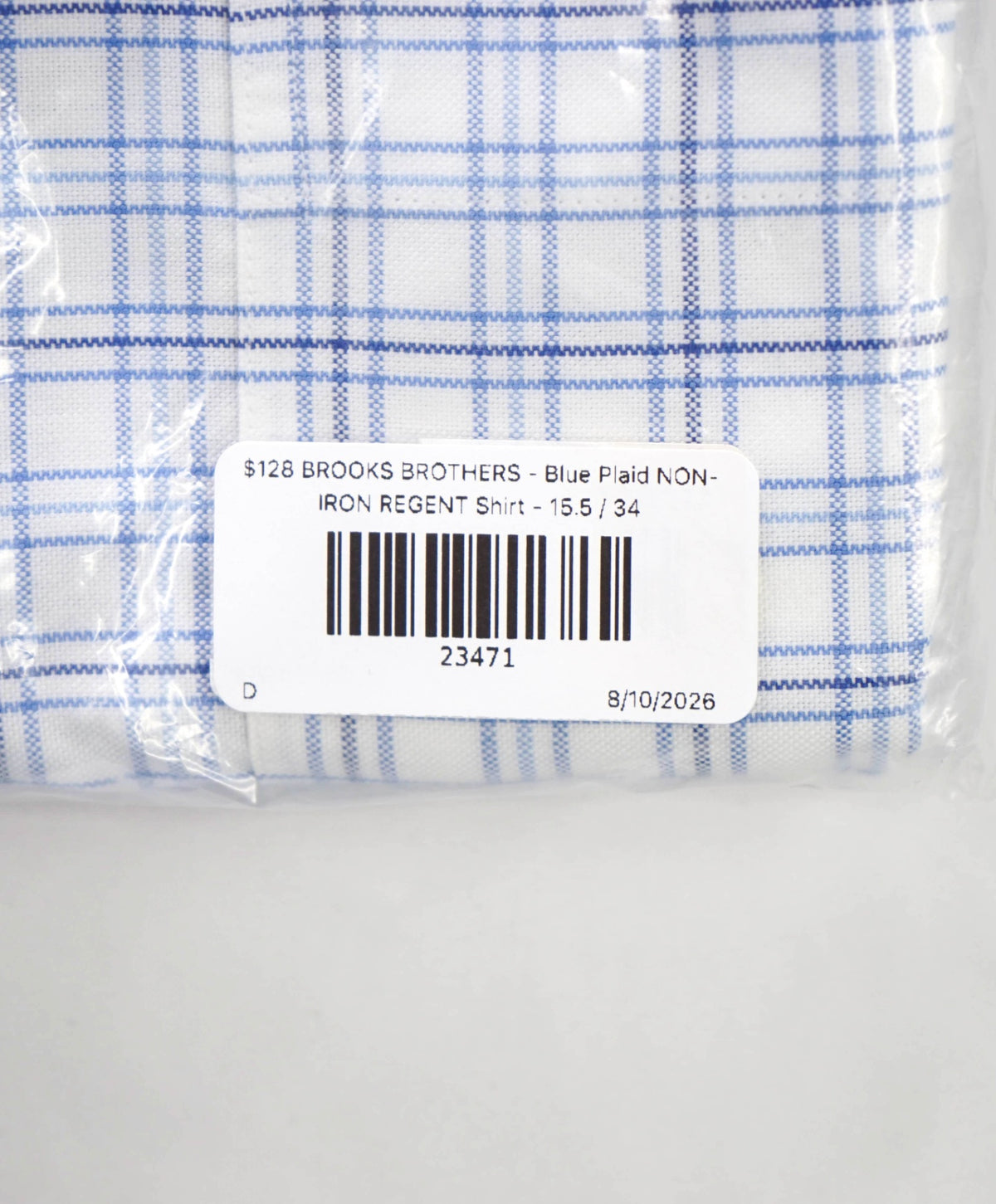 $128 BROOKS BROTHERS - Blue Plaid NON-IRON REGENT Shirt - 15.5 / 34