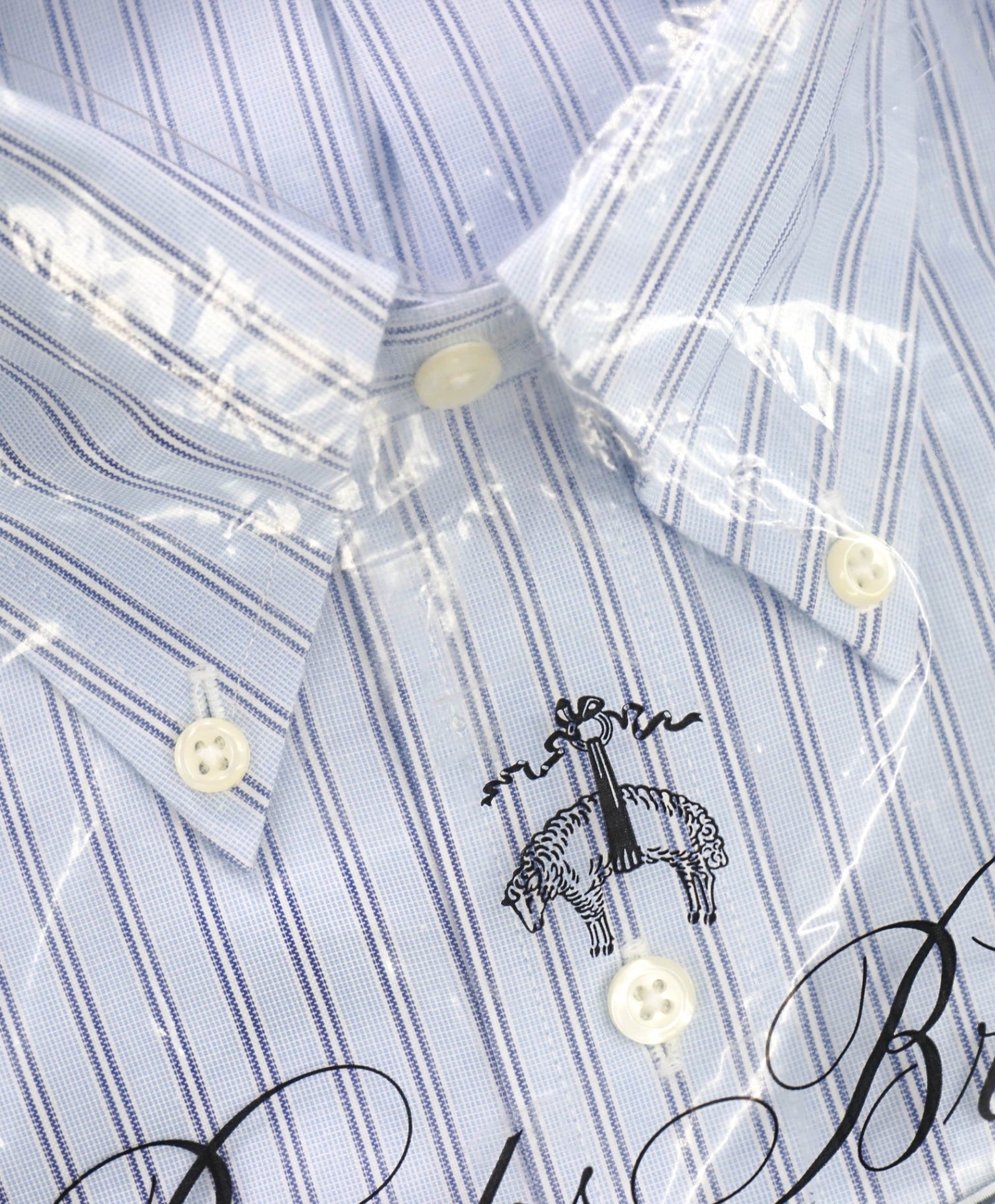 $128 BROOKS BROTHERS - Blue Stripe NON-IRON CLASSIC Shirt - 15.5 / 34