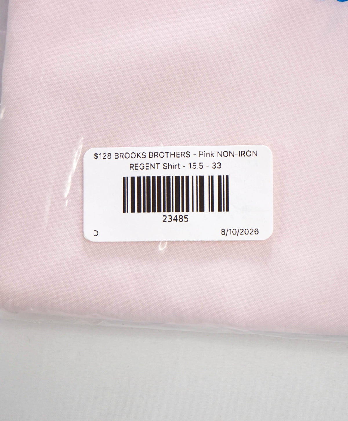 $128 BROOKS BROTHERS - Pink NON-IRON REGENT Shirt - 15.5 - 33