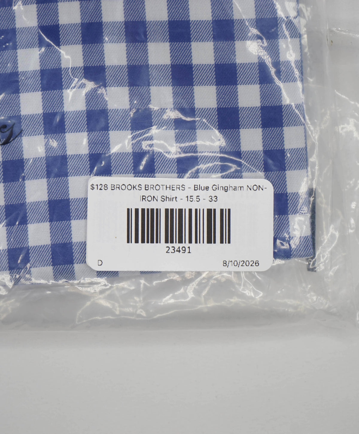 $128 BROOKS BROTHERS - Blue Gingham NON-IRON Shirt - 15.5 - 33