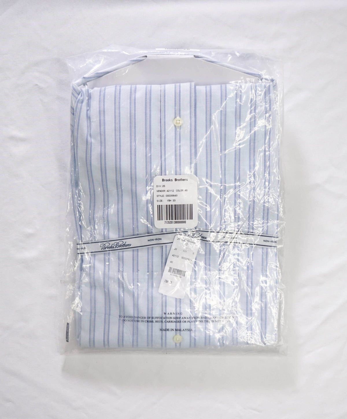 $128 BROOKS BROTHERS - Blue Stripe NON-IRON REGENT Shirt - 15.5 - 33