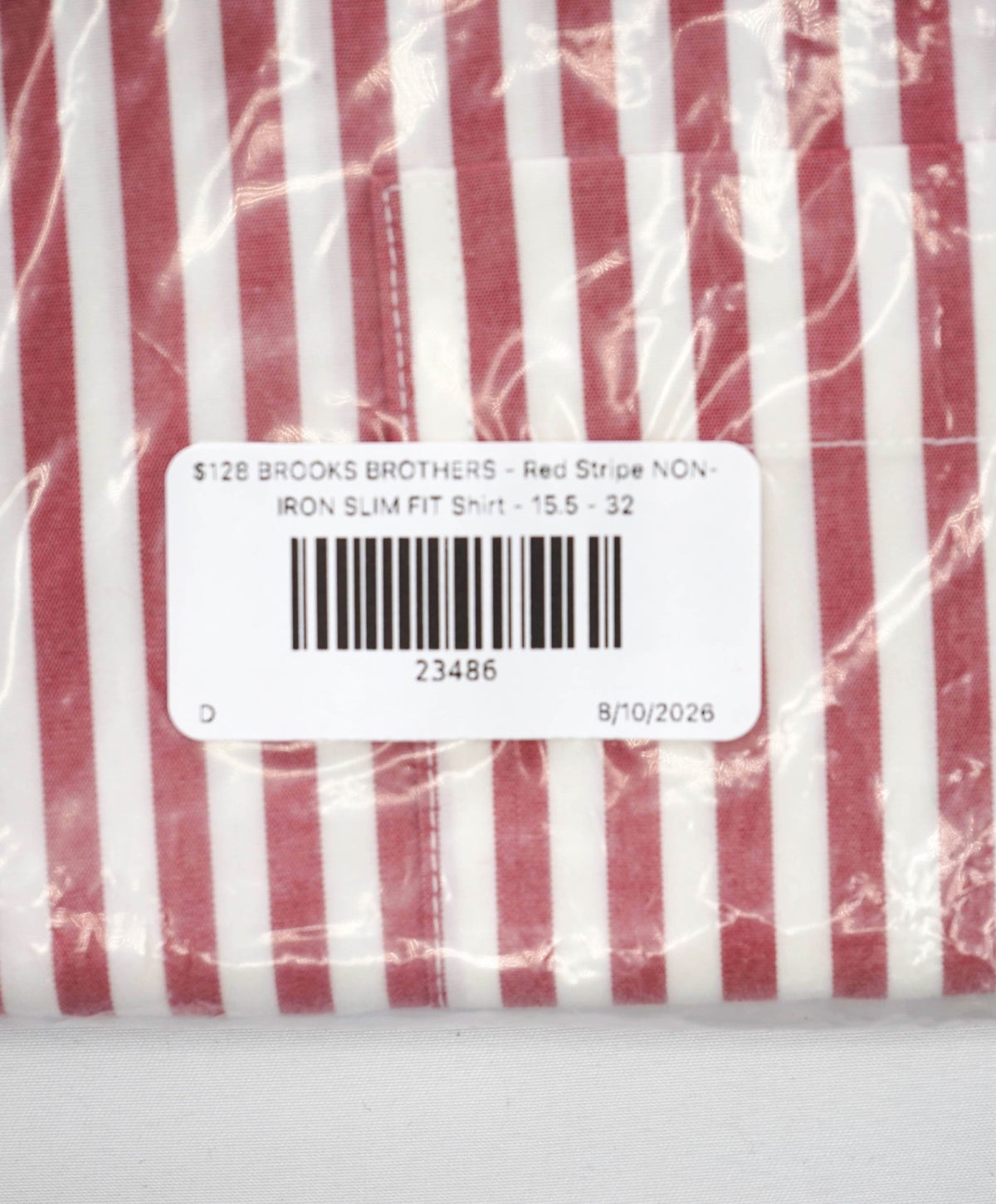 $128 BROOKS BROTHERS - Red Stripe NON-IRON SLIM FIT Shirt - 15.5 - 32