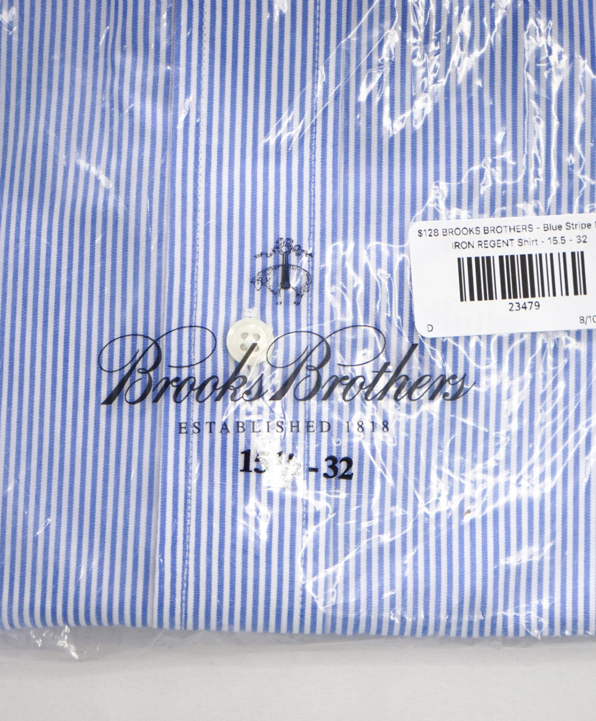 $128 BROOKS BROTHERS - Blue Stripe NON-IRON REGENT Shirt - 15.5 - 32