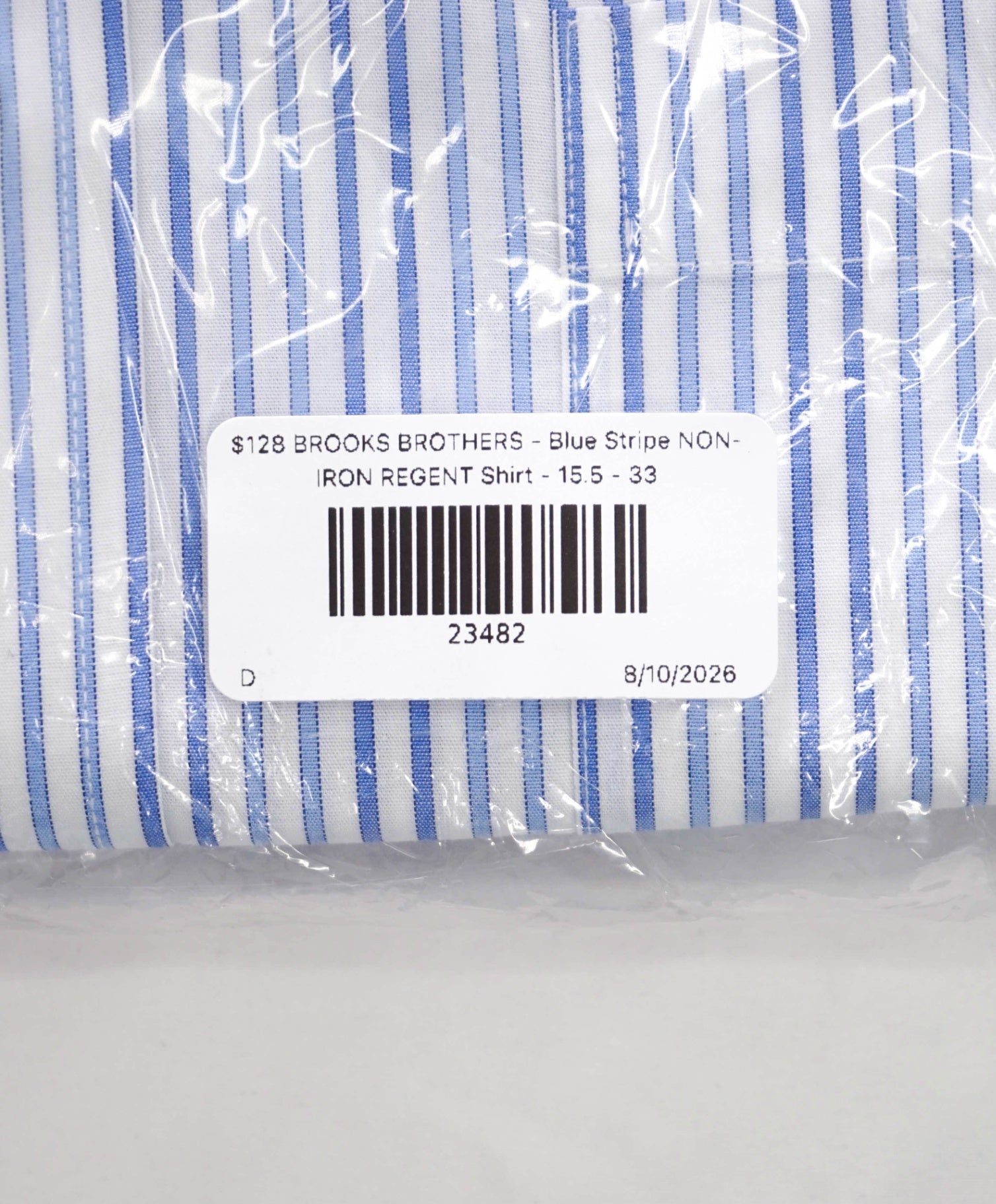 $128 BROOKS BROTHERS - Blue Stripe NON-IRON REGENT Shirt - 15.5 - 33