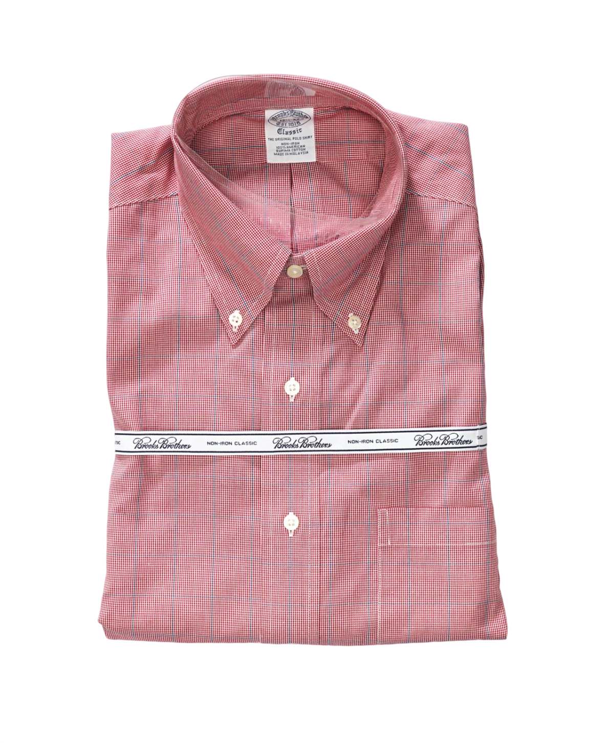 $128 BROOKS BROTHERS - Red Check NON-IRON CLASSIC Shirt - 15.5 / 32
