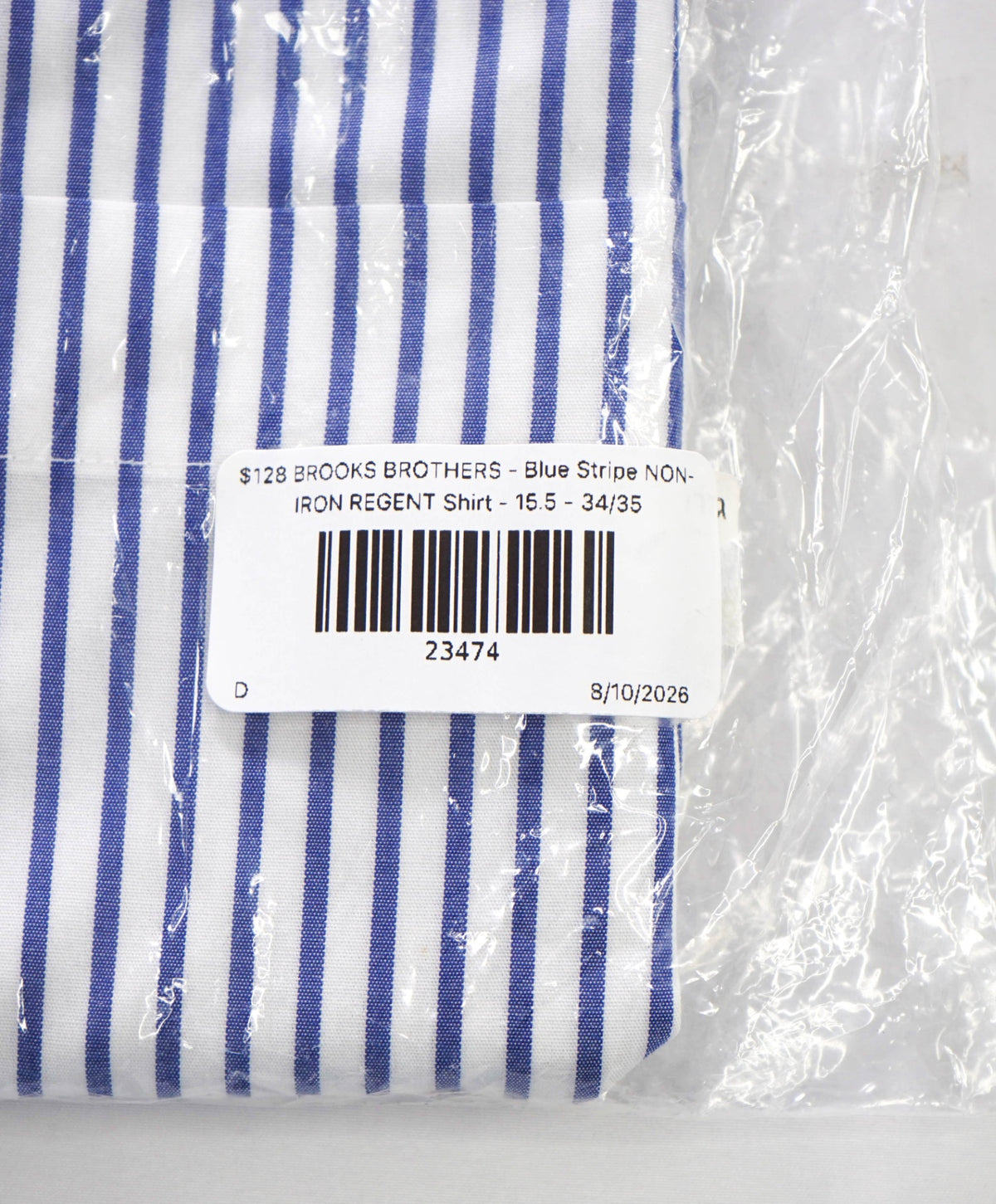 $128 BROOKS BROTHERS - Blue Stripe NON-IRON REGENT Shirt - 15.5 - 34/35