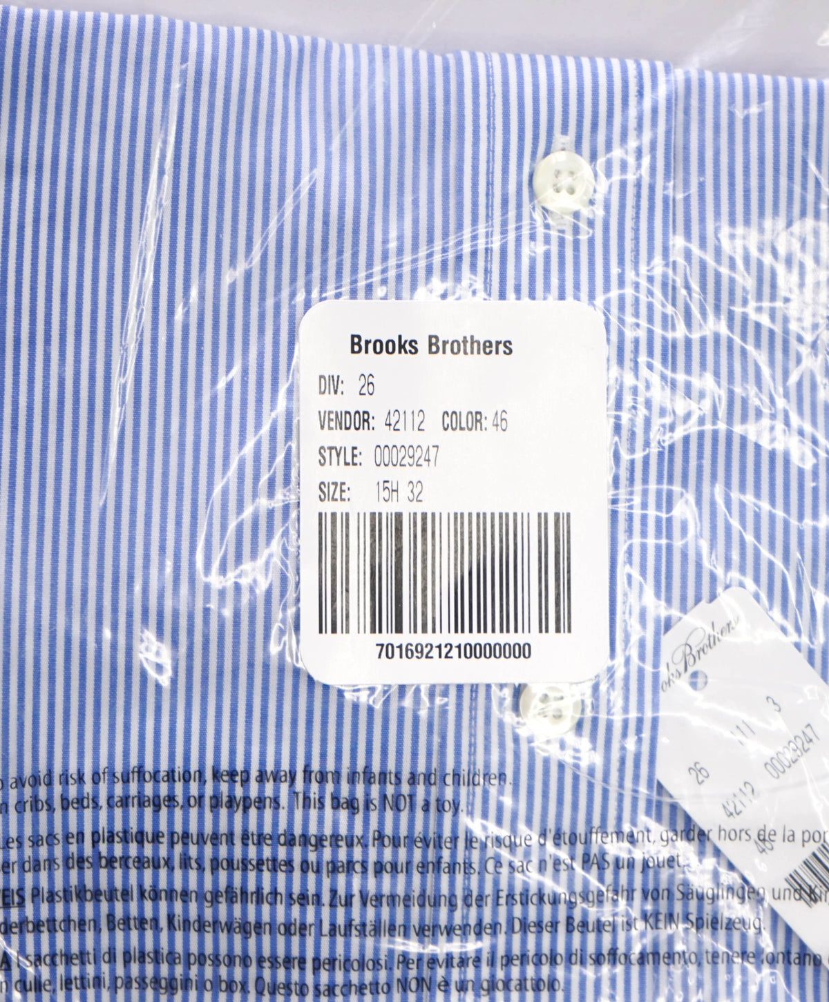 $128 BROOKS BROTHERS - Blue Stripe NON-IRON REGENT Shirt - 15.5 - 32