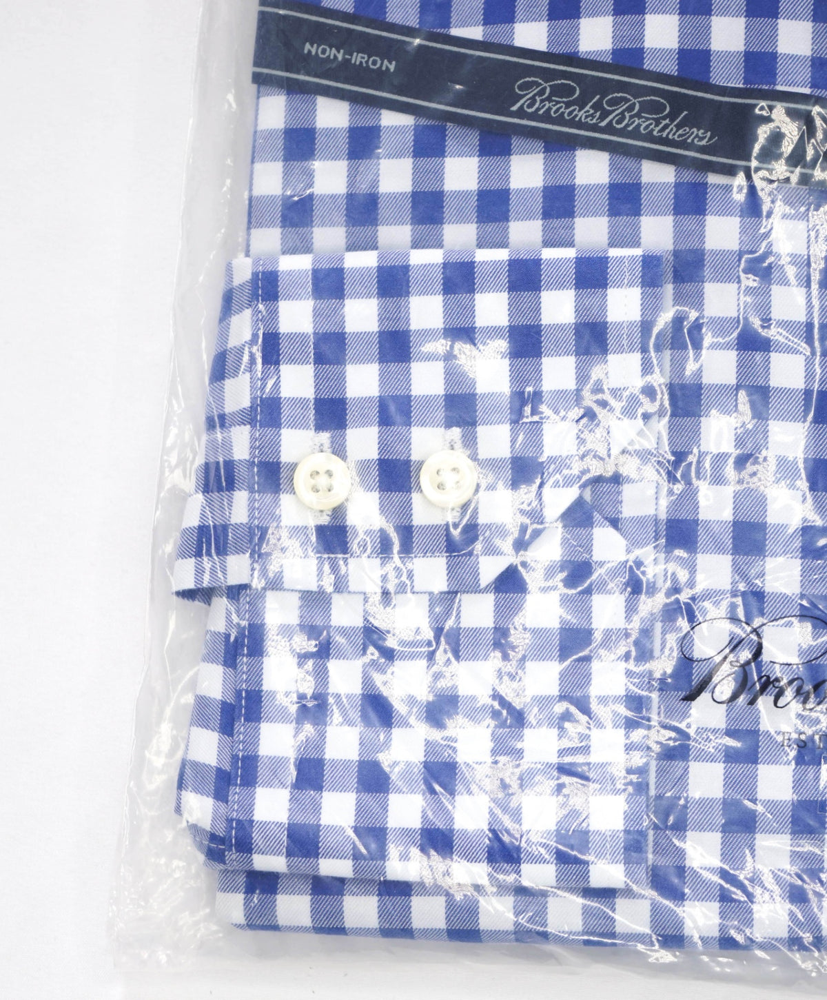 $128 BROOKS BROTHERS - Blue Gingham NON-IRON Shirt - 15.5 - 33