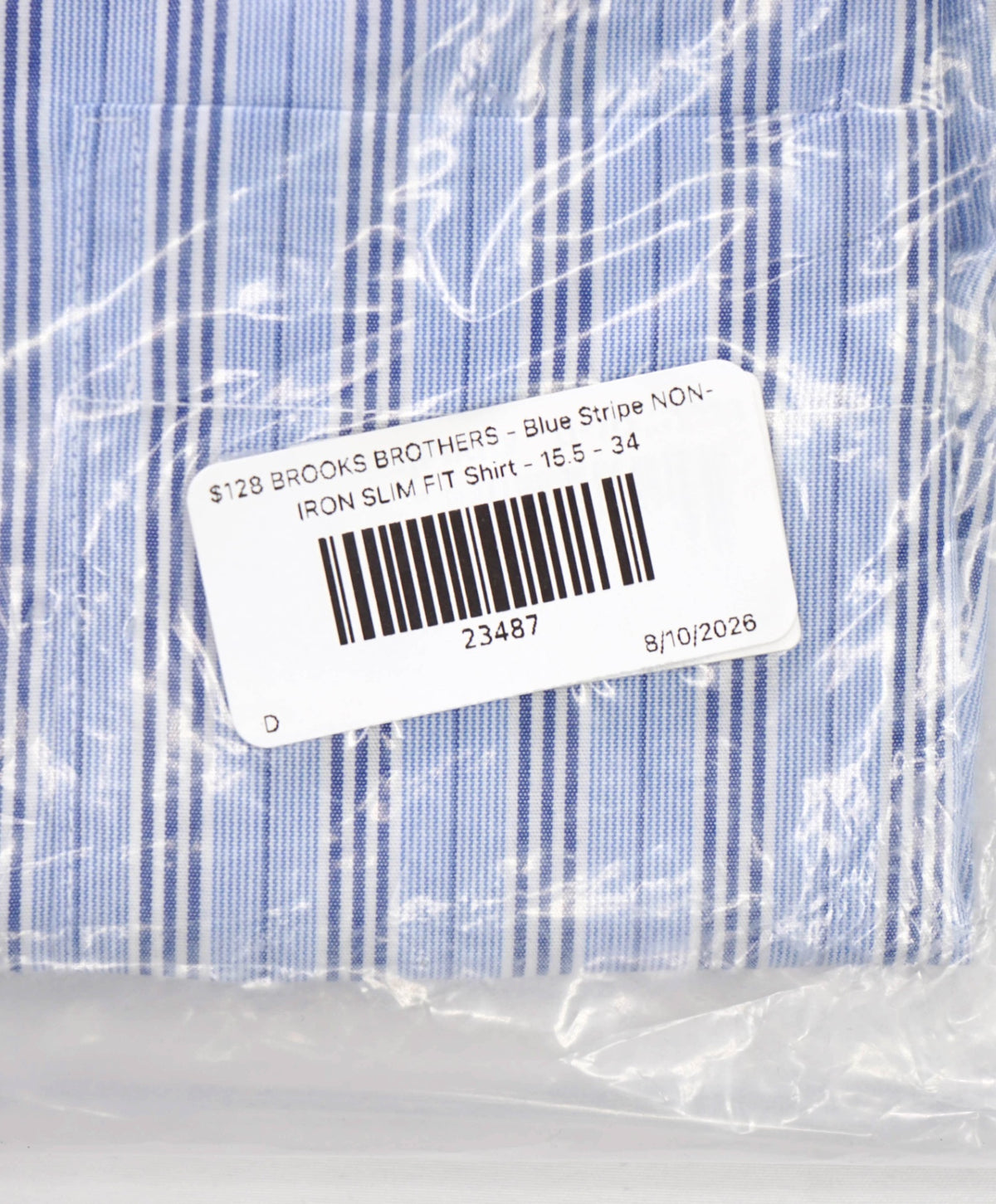 $128 BROOKS BROTHERS - Blue Stripe NON-IRON SLIM FIT Shirt - 15.5 - 34