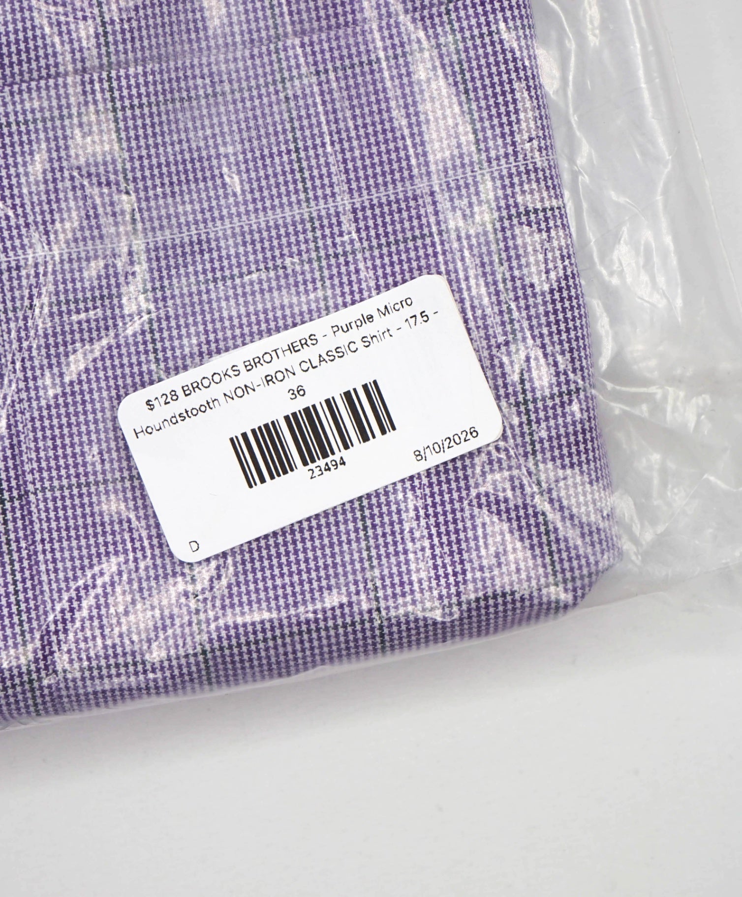 $128 BROOKS BROTHERS - Purple Check NON-IRON CLASSIC Shirt - 17.5 - 36