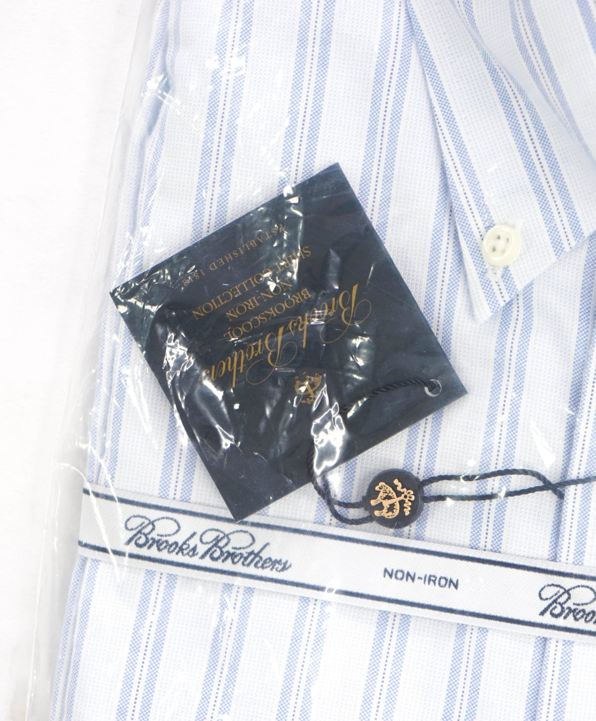 $128 BROOKS BROTHERS - Blue Stripe NON-IRON REGENT Shirt - 15.5 - 33