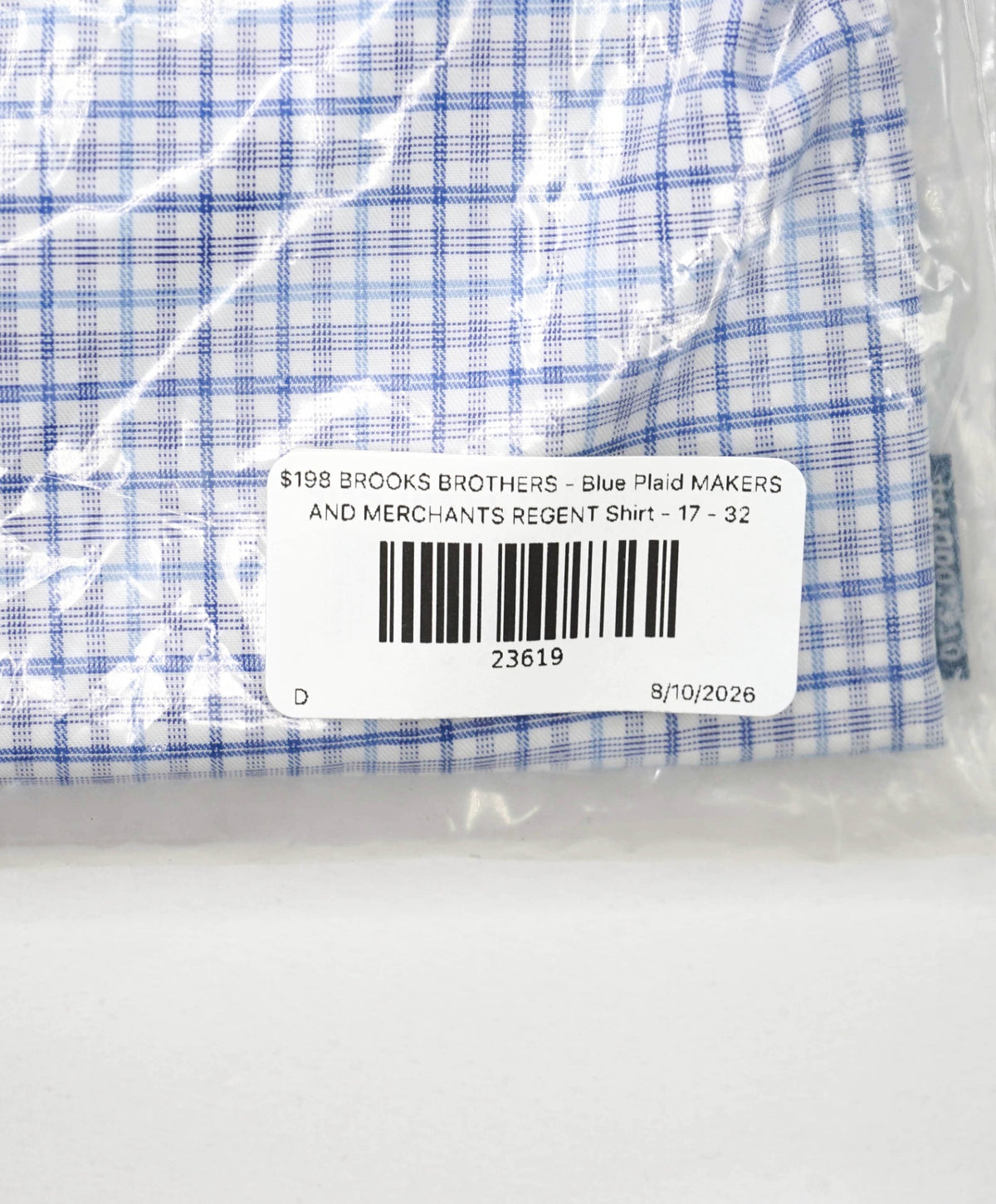 $198 BROOKS BROTHERS - Blue Plaid MAKERS AND MERCHANTS REGENT Shirt - 17 - 32