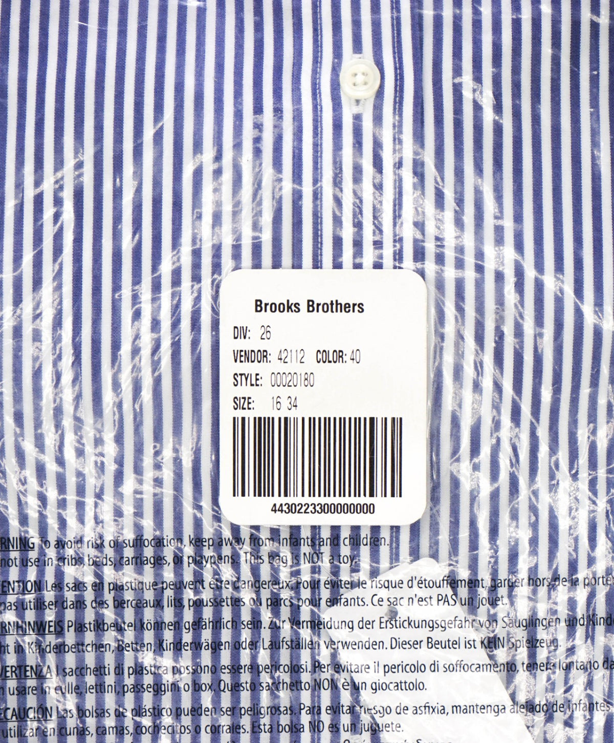 $128 BROOKS BROTHERS - Blue Stripe NON-IRON REGENT Shirt - 16 - 34