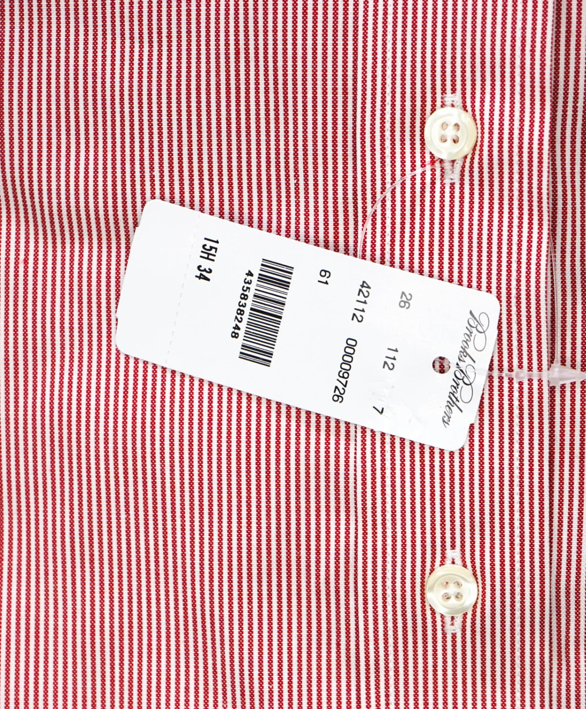 $128 BROOKS BROTHERS - Red Stripe MILANO Shirt - 15.5 - 34