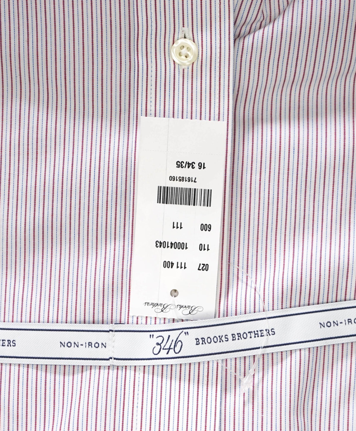 $128 BROOKS BROTHERS - Red/Blue Stripe NON-IRON "346" Shirt - 16 - 34/35