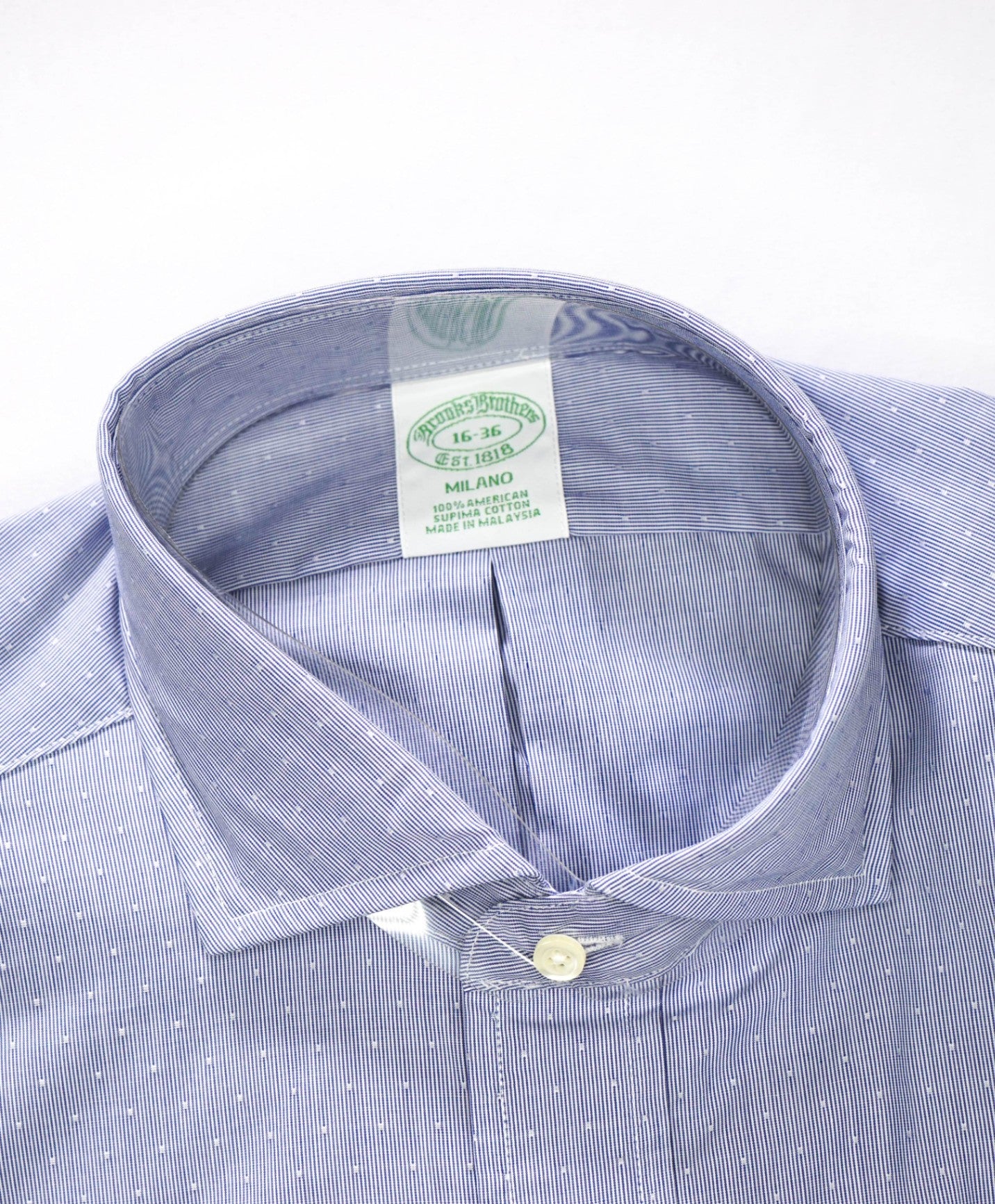 $128 BROOKS BROTHERS - Blue Stripe MILANO Shirt - 16 - 36