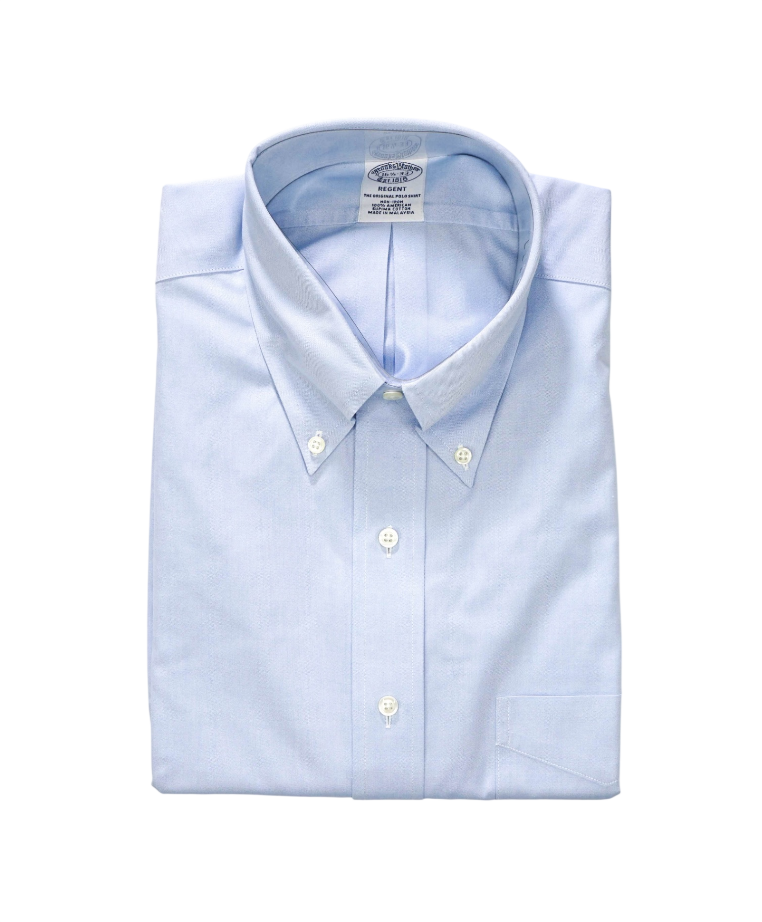 $128 BROOKS BROTHERS - Blue NON-IRON REGENT Shirt - 16.5 - 33