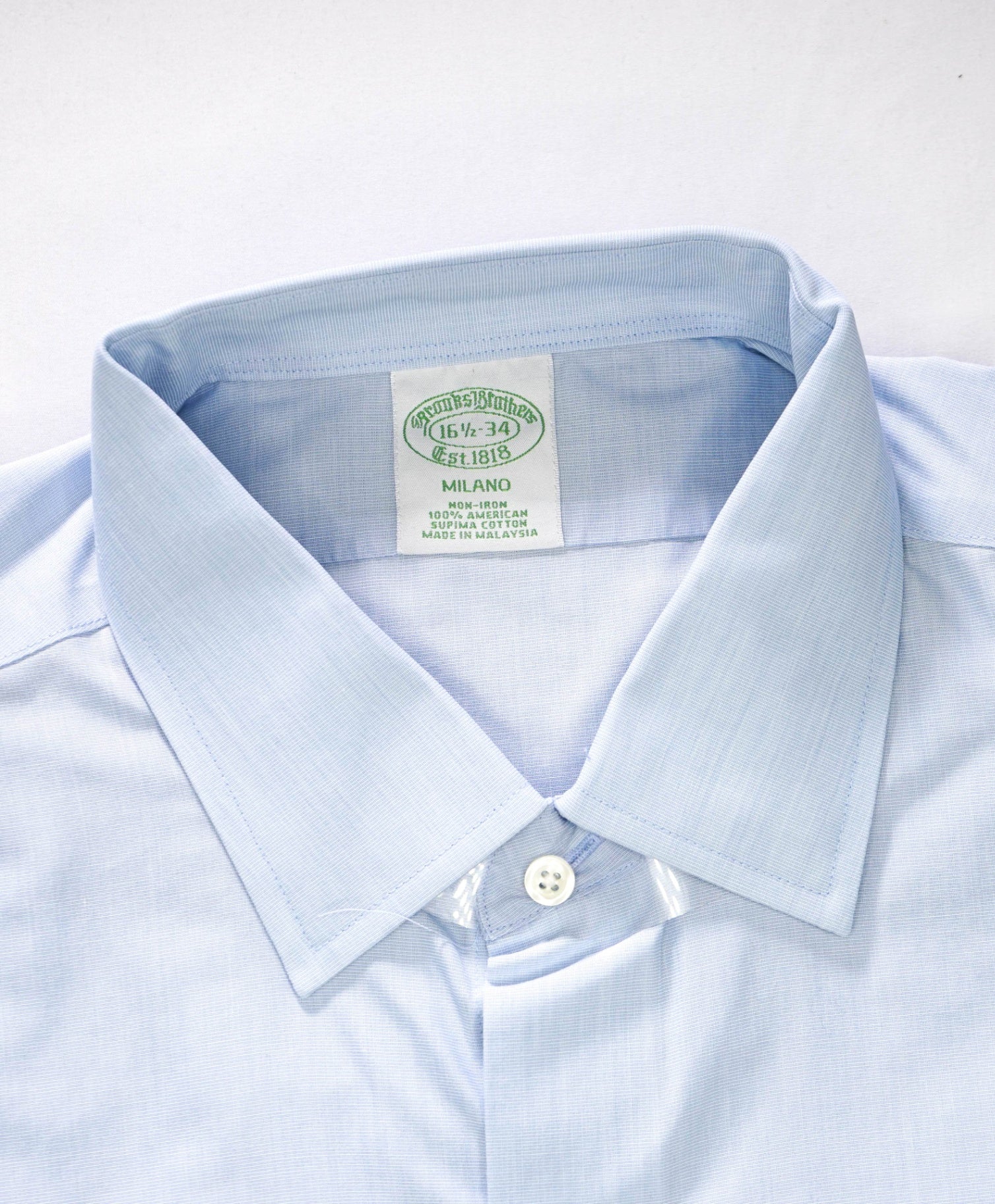 $128 BROOKS BROTHERS - Blue NON-IRON MILANO Shirt - 16.5 - 34