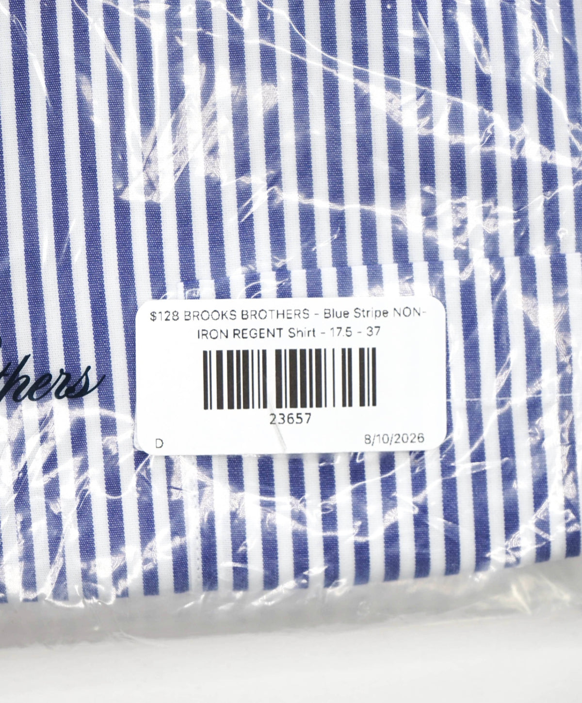 $128 BROOKS BROTHERS - Blue Stripe NON-IRON REGENT Shirt - 17.5 - 37