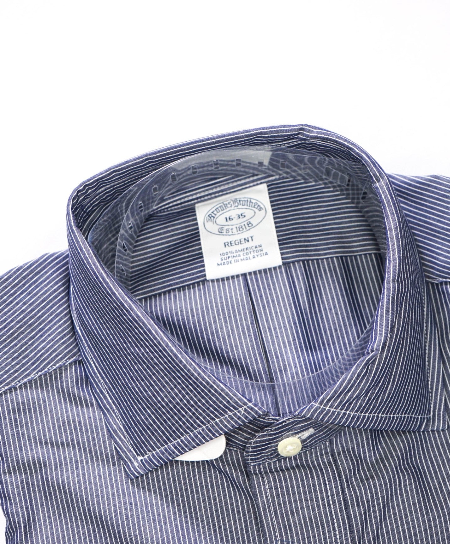 $128 BROOKS BROTHERS - Blue Stripe NON-IRON REGENT Shirt - 16 - 35