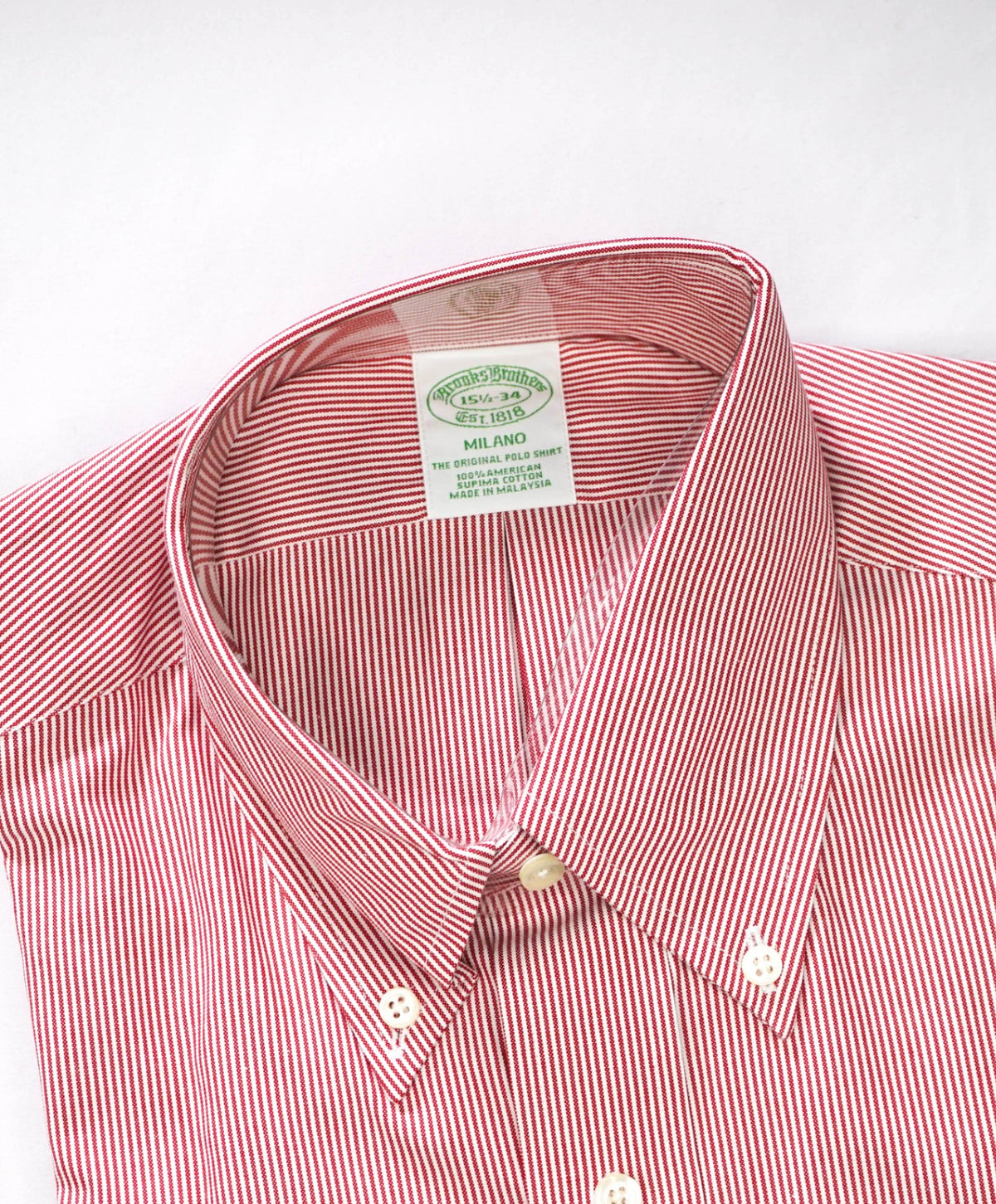 $128 BROOKS BROTHERS - Red Stripe MILANO Shirt - 15.5 - 34