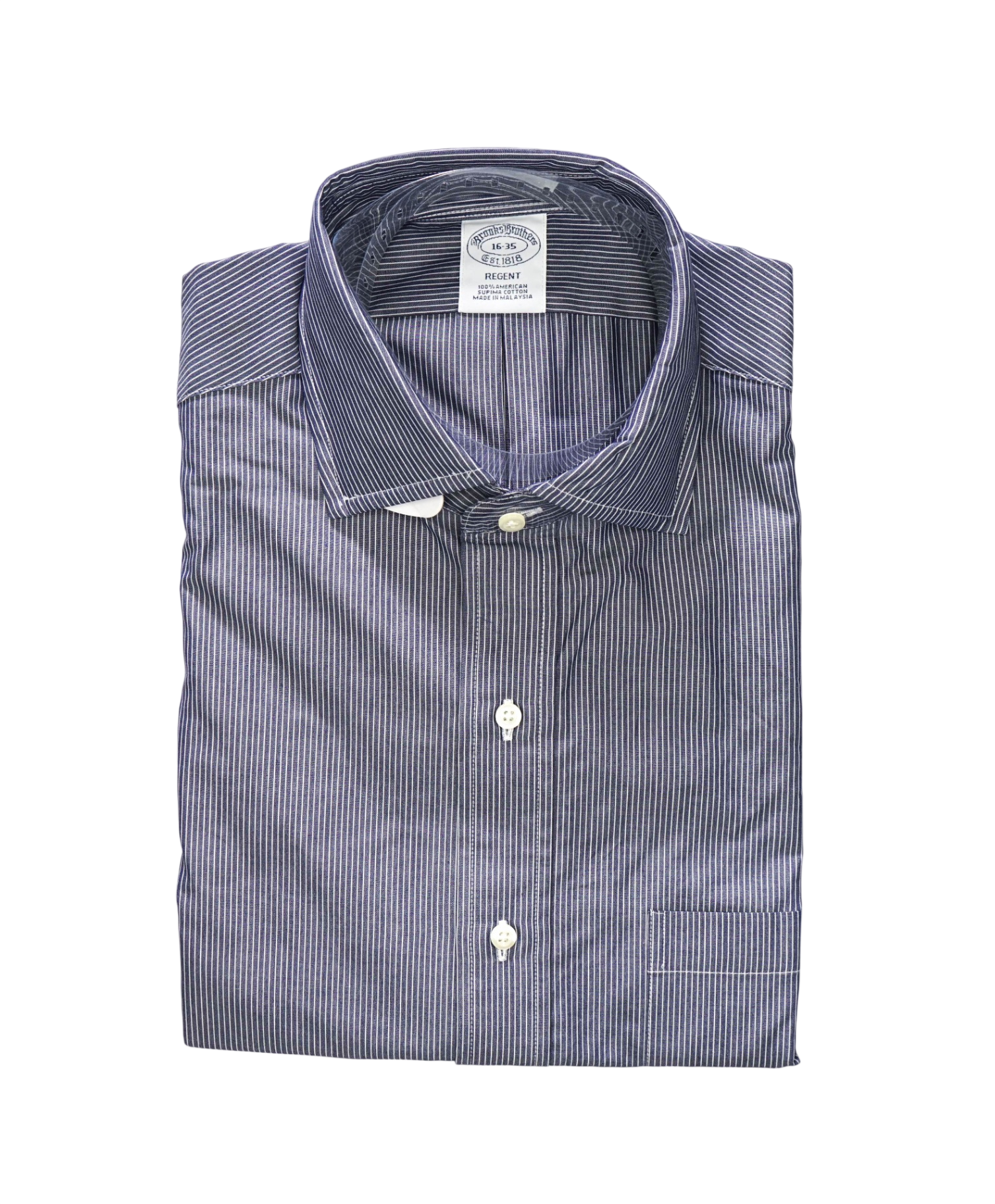 $128 BROOKS BROTHERS - Blue Stripe NON-IRON REGENT Shirt - 16 - 35
