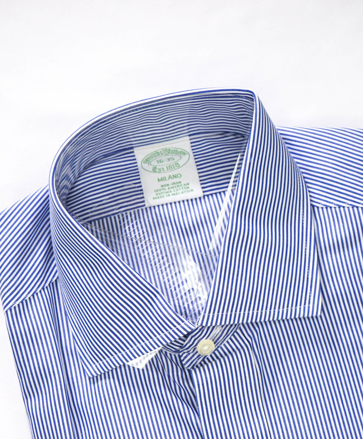 $128 BROOKS BROTHERS - Blue Stripe NON-IRON MILANO Shirt - 16 - 35