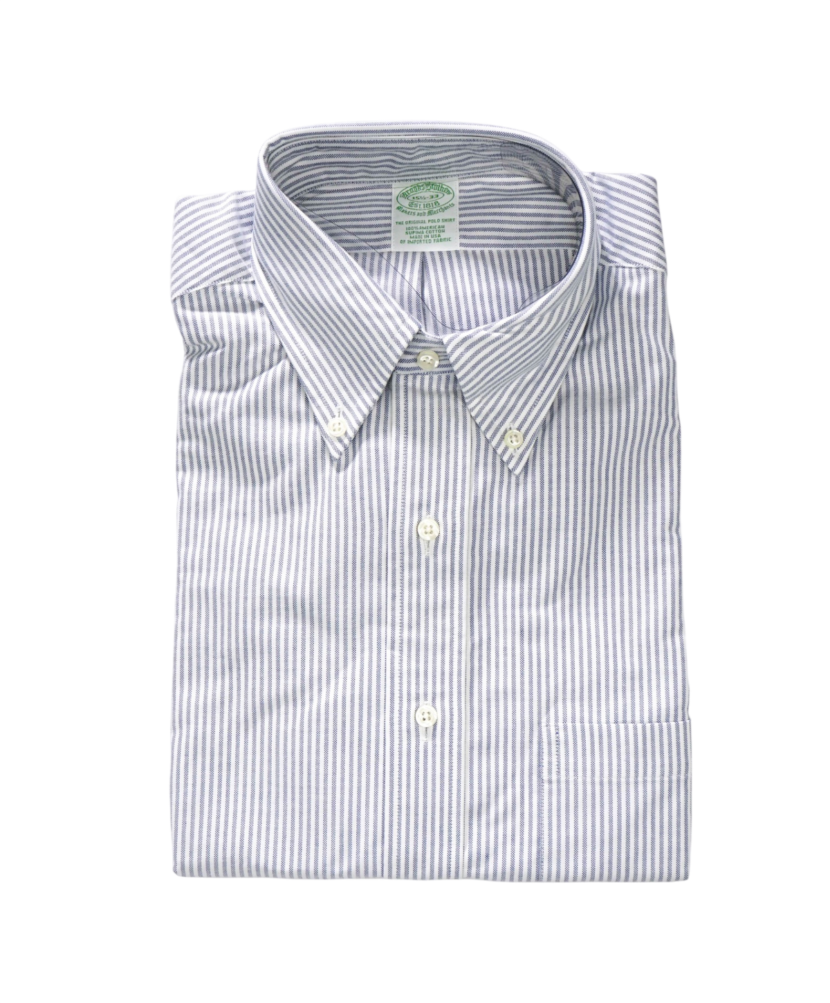 $198 BROOKS BROTHERS - Blue Stripe MADE IN USA MAKERS AND MERCHANTS Shirt - 15.5 - 33