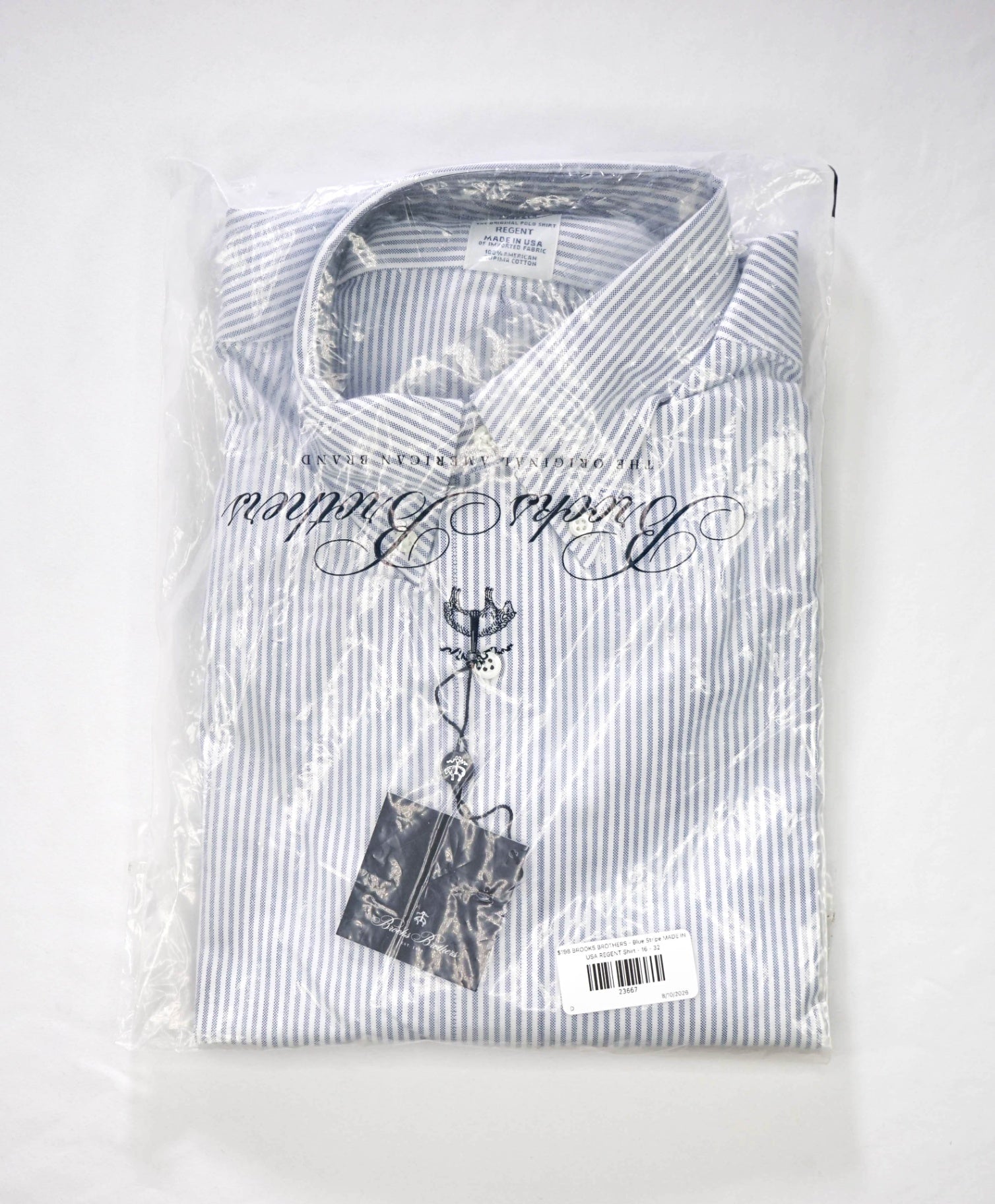 $198 BROOKS BROTHERS - Blue Stripe MADE IN USA REGENT Shirt - 16 - 32
