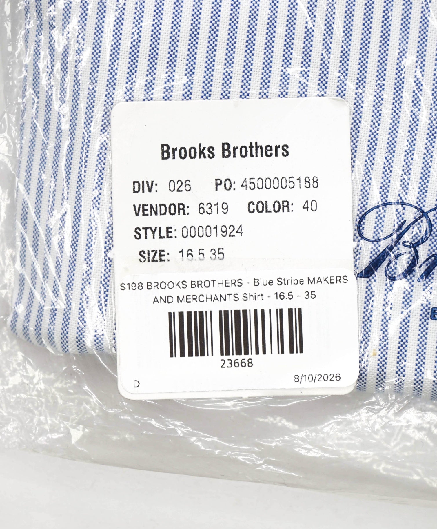 $198 BROOKS BROTHERS - Blue Stripe MAKERS AND MERCHANTS Shirt - 16.5 - 35