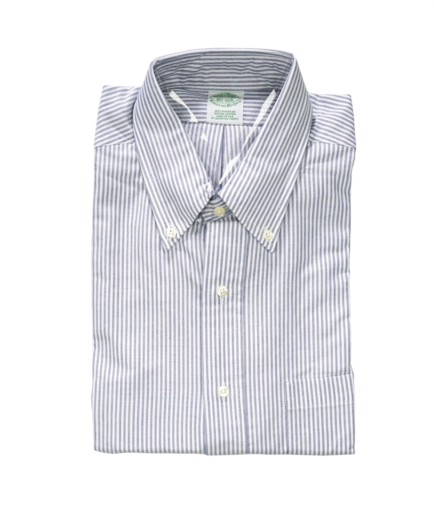 $198 BROOKS BROTHERS - Blue Stripe MAKERS AND MERCHANTS Shirt - 16.5 - 35