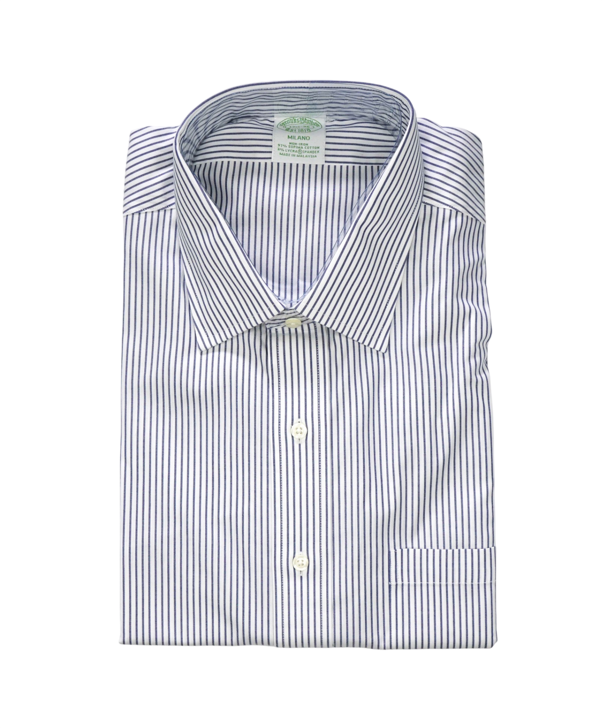 $128 BROOKS BROTHERS - Blue Stripe NON-IRON MILANO Shirt - 17.5 - 35