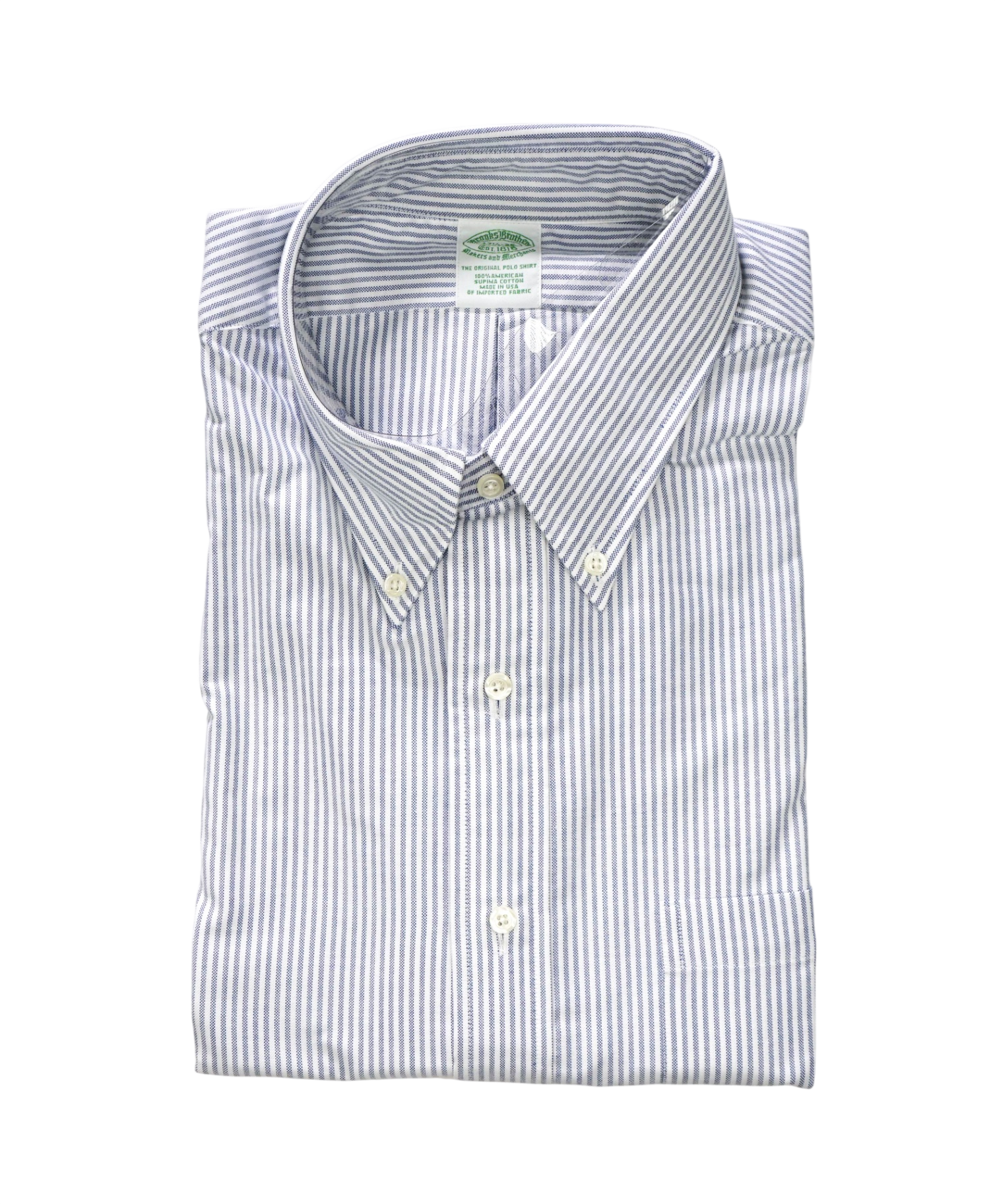 $198 BROOKS BROTHERS - Blue Stripe MAKERS AND MERCHANTS Shirt - 17.5 - 35