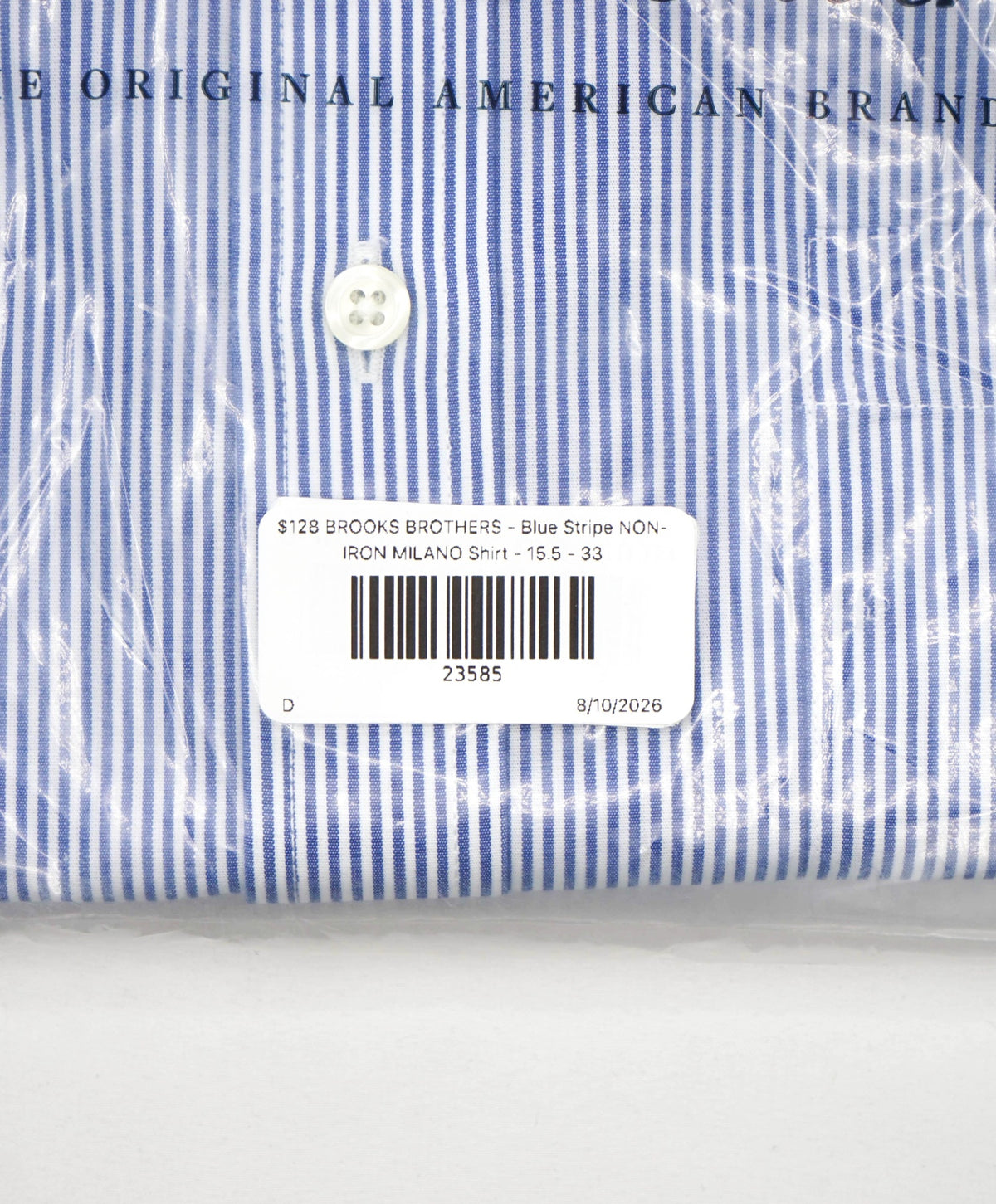 $128 BROOKS BROTHERS - Blue Stripe NON-IRON MILANO Shirt - 15.5 - 33